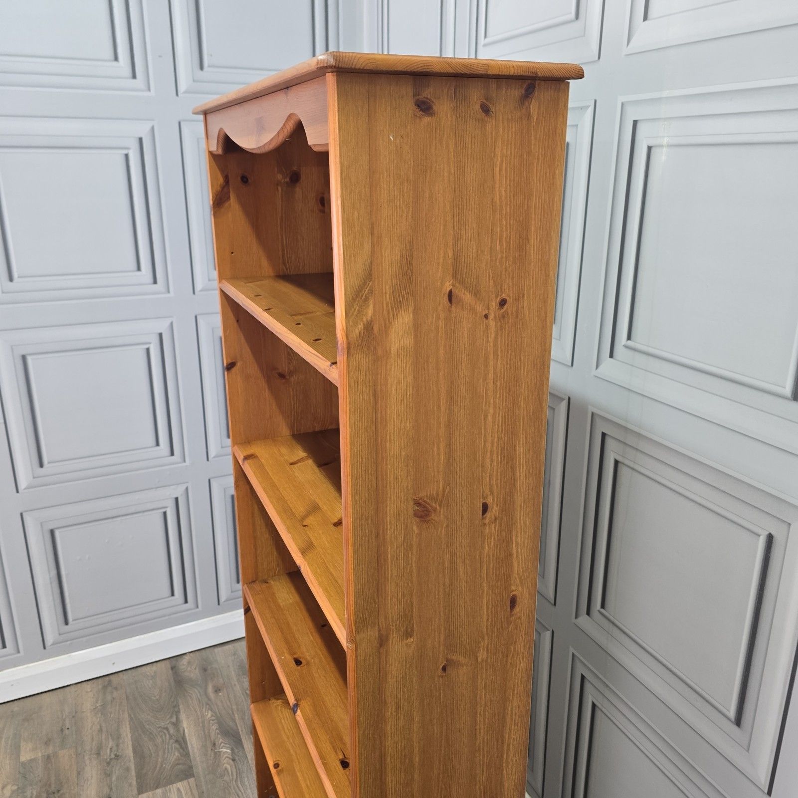 170.0 Vintage Pine Bookcase Tall Shelving Unit Country Style Shelves Retro Wooden photo