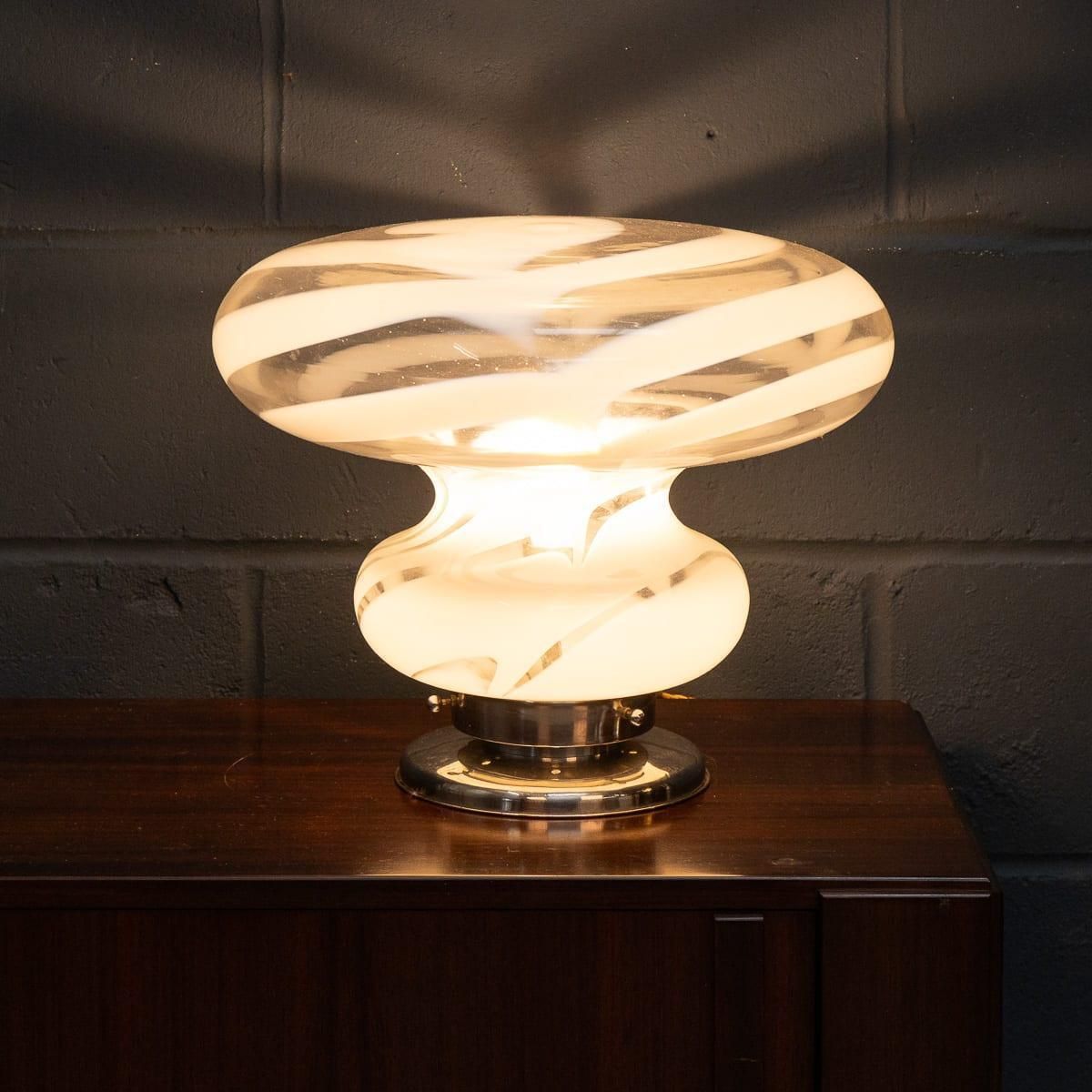 Vintage 20th Century Italian Hand Blown Glass Table Lamp, Murano C.1970 photo for sale