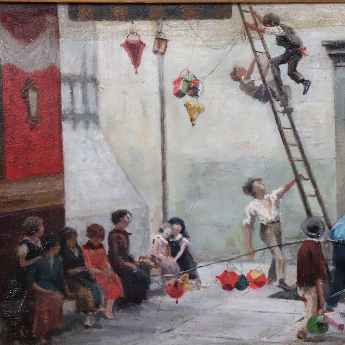 Children Playing, Oil Painting On Canvas, 19th Century, Framed photo buy