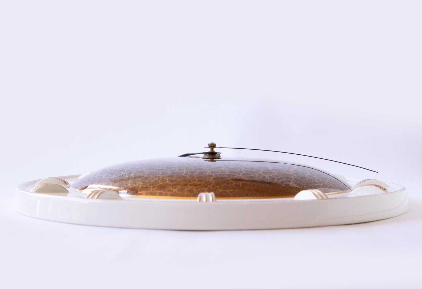 photo for sale Mauthe Art Deco Ceramic Wall Clock Modernism Bauhaus Mid Century Mcm 1940s 1950s Kitchen Gold