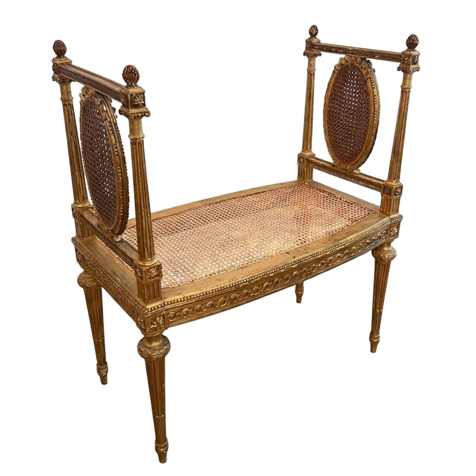 French 1920s Giltwood And Cane Seat