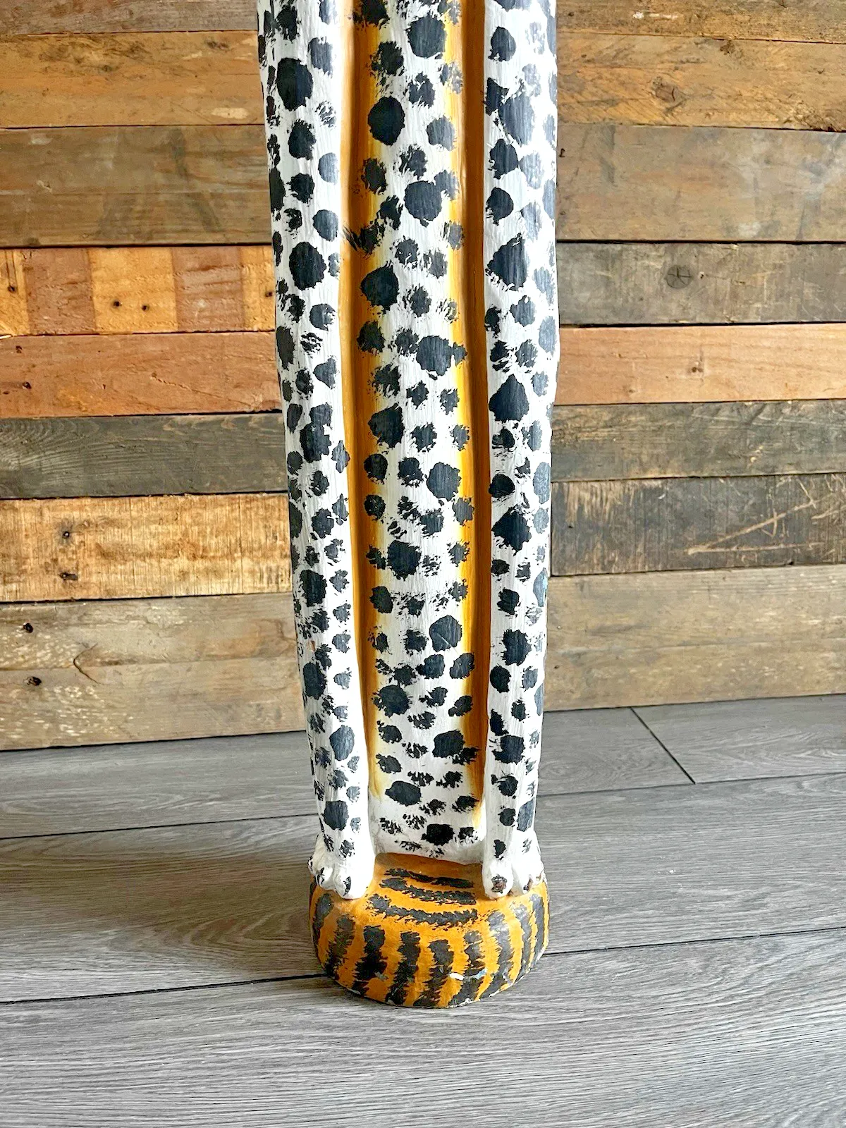 37" Vintage Balinese Hand Carved Wooden Folk Art Leopard Entrance Guard Figure photo for sale