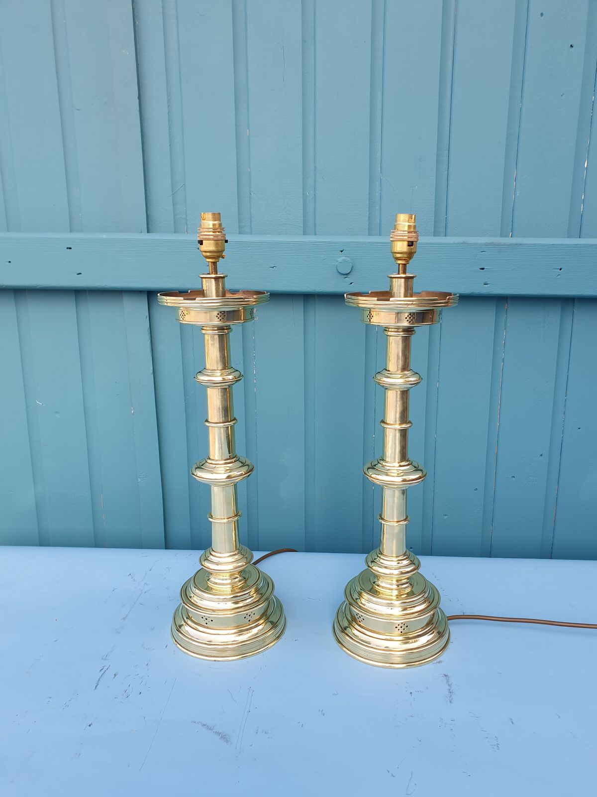 Pair Of Antique Brass Lamps 1890–1950 photo furniture