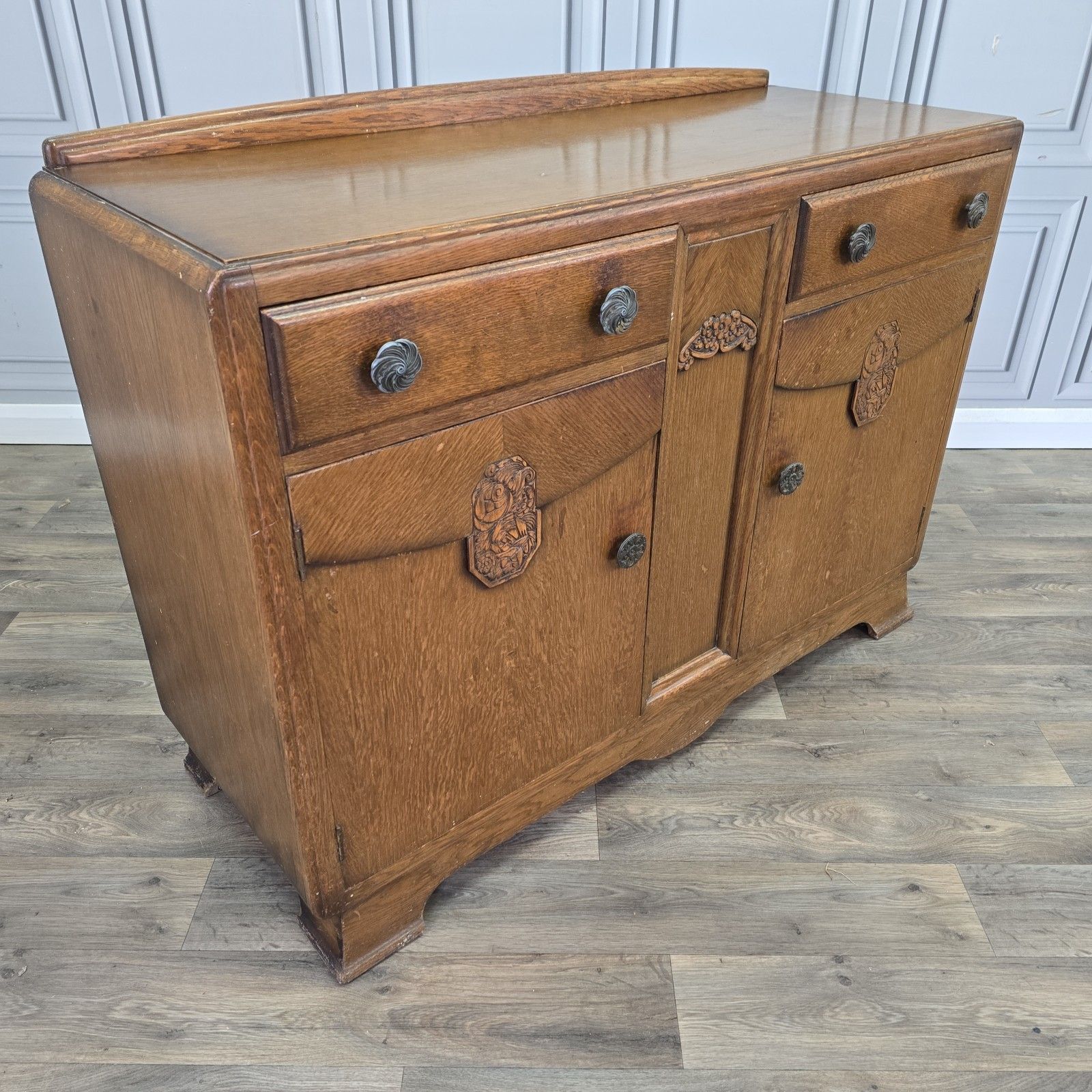 Art Deco Buffet Cabinet Sideboard Vintage Oak Cupboard Mid Century Drawers Retro photo furniture