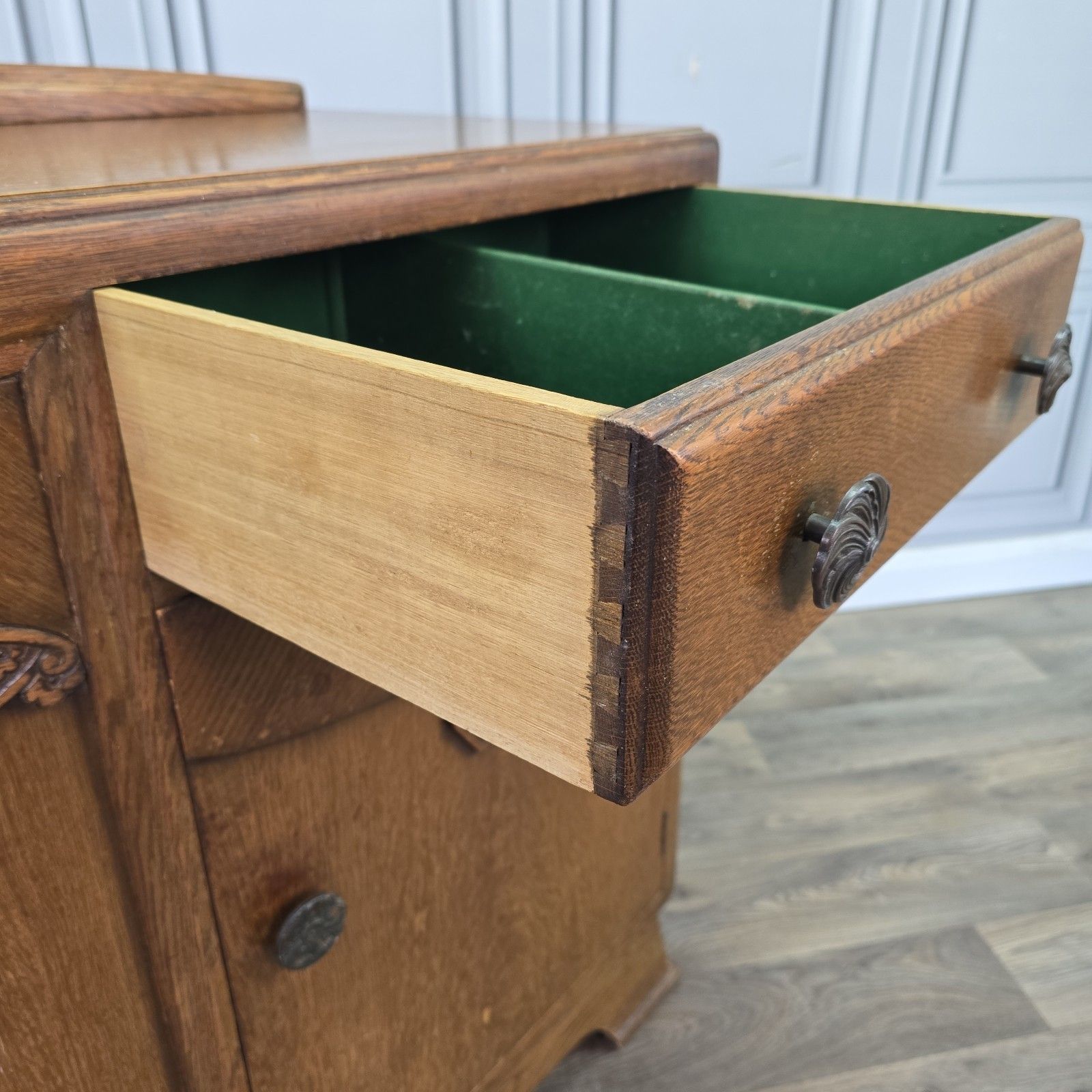 260.0 Art Deco Buffet Cabinet Sideboard Vintage Oak Cupboard Mid Century Drawers Retro photo