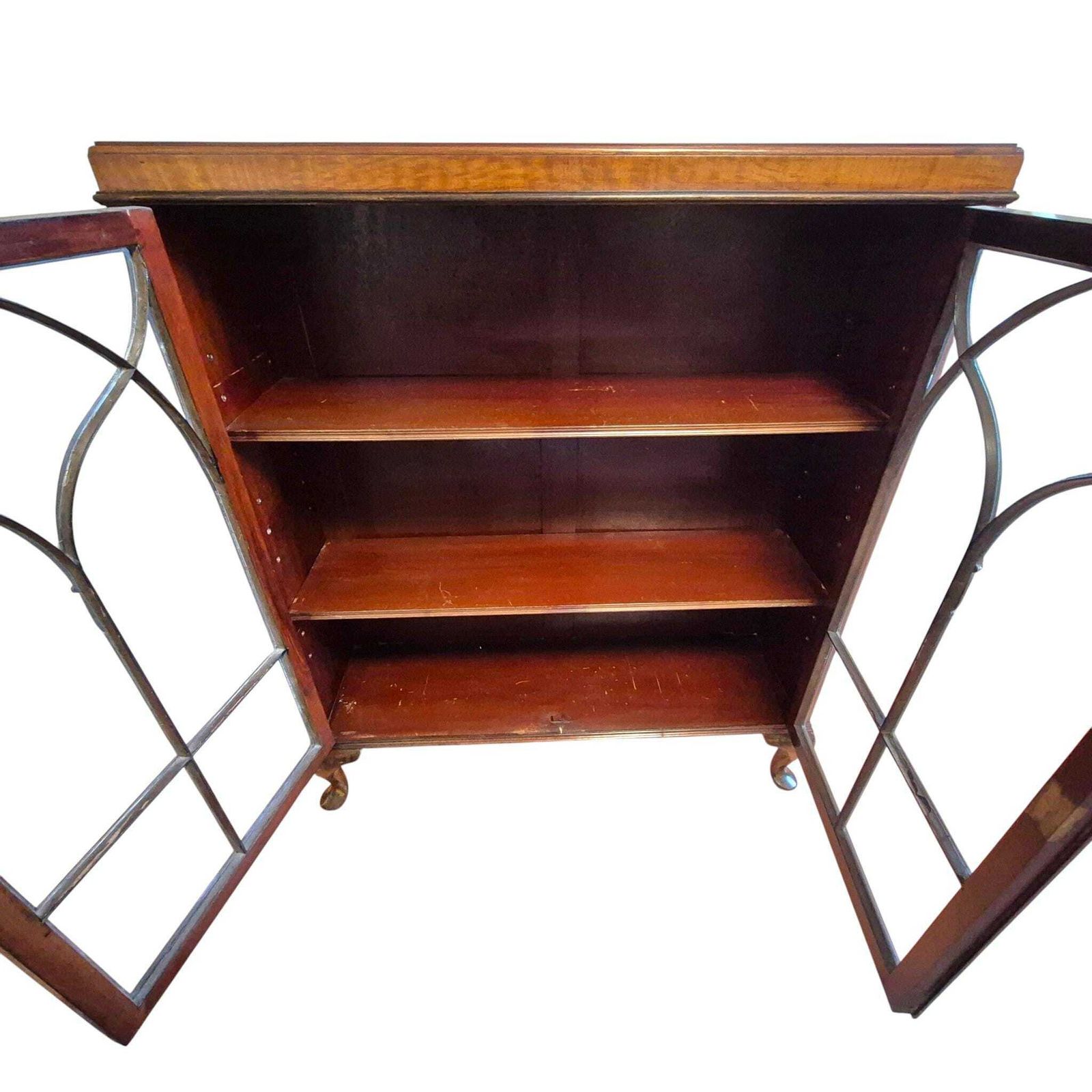 photo furniture Antique Mahogany Display Cabinet | Astragal Glazed Bookcase Cupboard | Gothic Glass China Cabinet | Vintage Display Storage