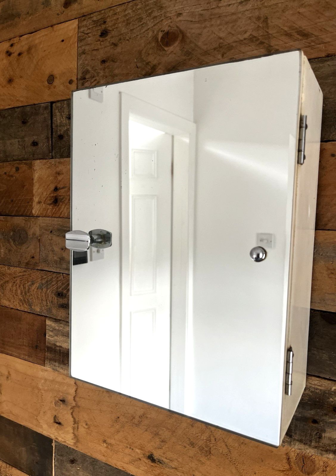 Mid Century 50's Bathroom Mirrored Wooden Cabinet Vintage Medicine First Aid 60s photo buy