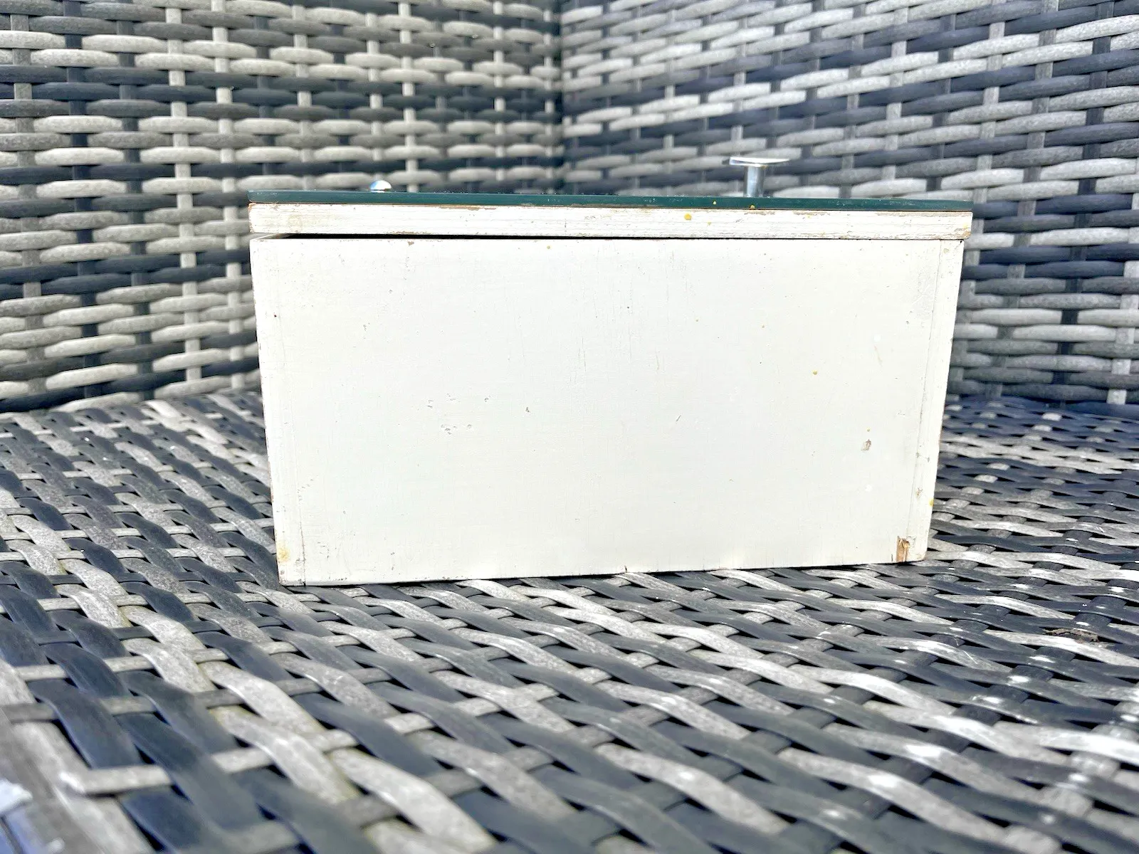 Furniture Mid Century 50's Bathroom Mirrored Wooden Cabinet Vintage Medicine First Aid 60s photo