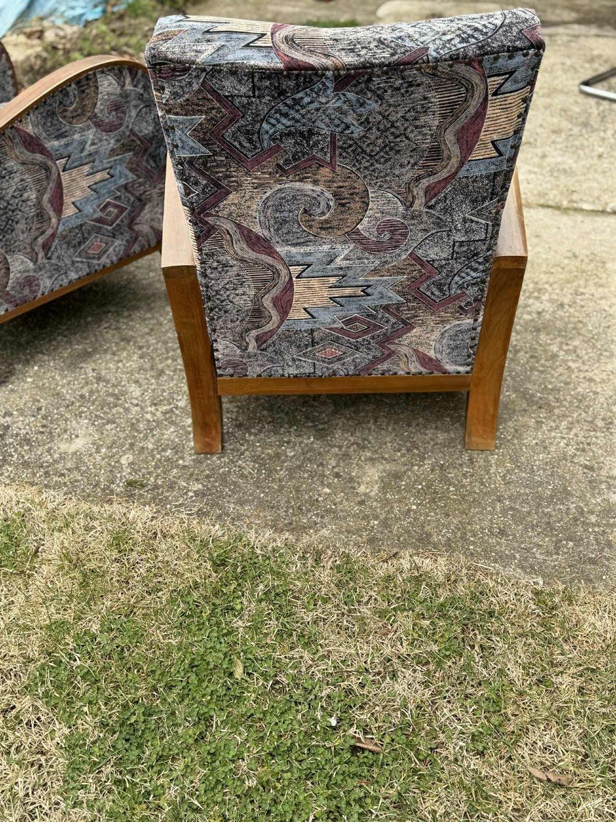 Art Deco loungestoelen met gebogen houten armleuningen, jaren 1930, set van 2 photo buy