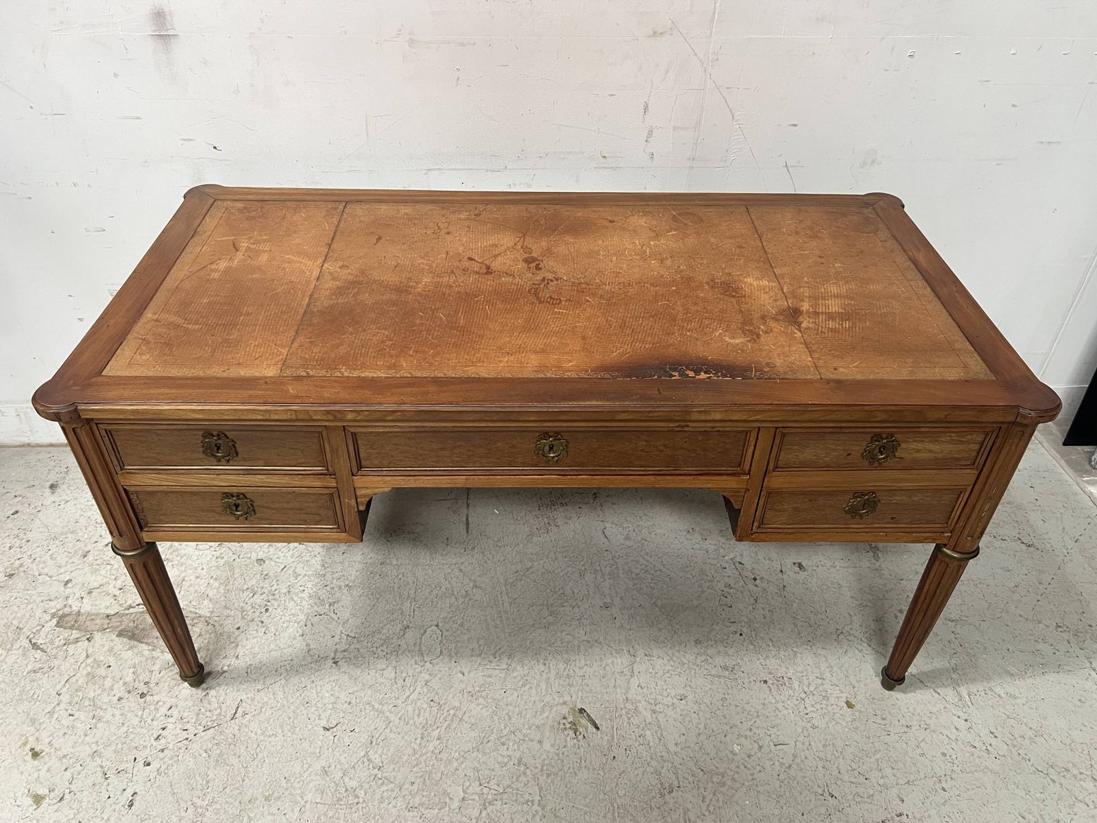 Louis XVI Style Walnut Desk From The Late 19th Century. photo vinterior