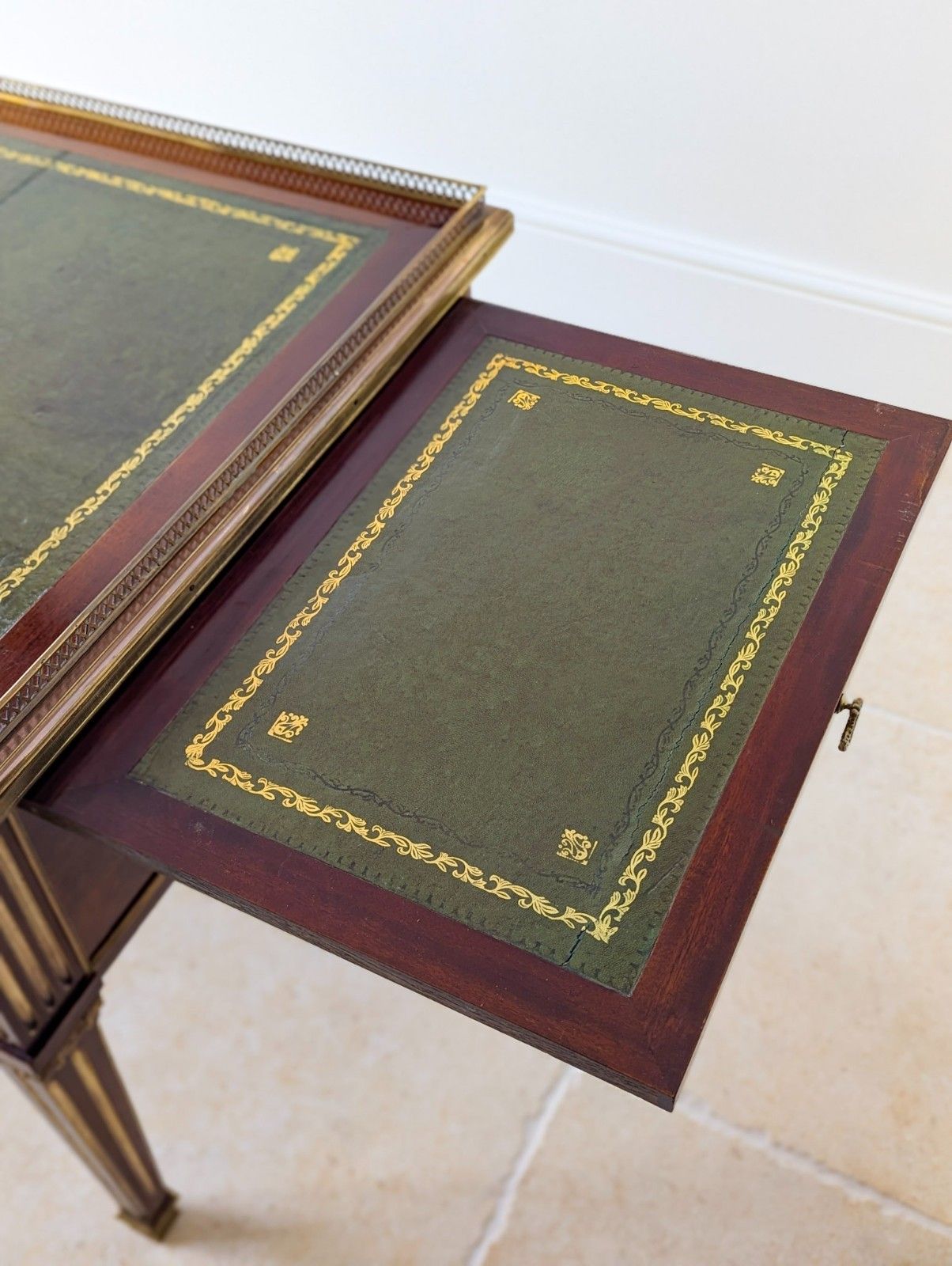 Antique Edwardian Louis XVI Style Mahogany Writing Desk. C.1910 photo vintage