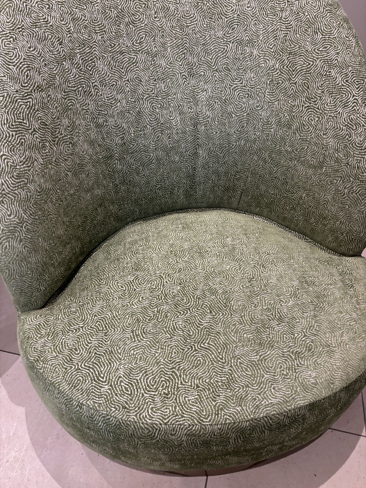 photo buy Matching Pair Green Upholstered Swivel Tub Armchairs