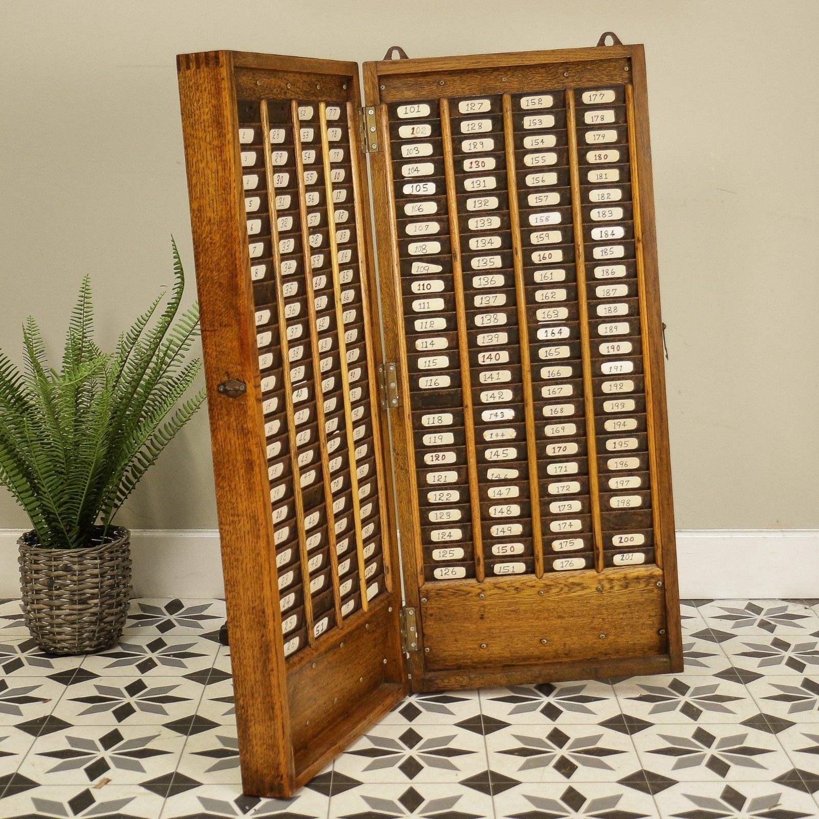 photo furniture Oak Clock Card Holder Rack Folding Design Early Twentieth Century