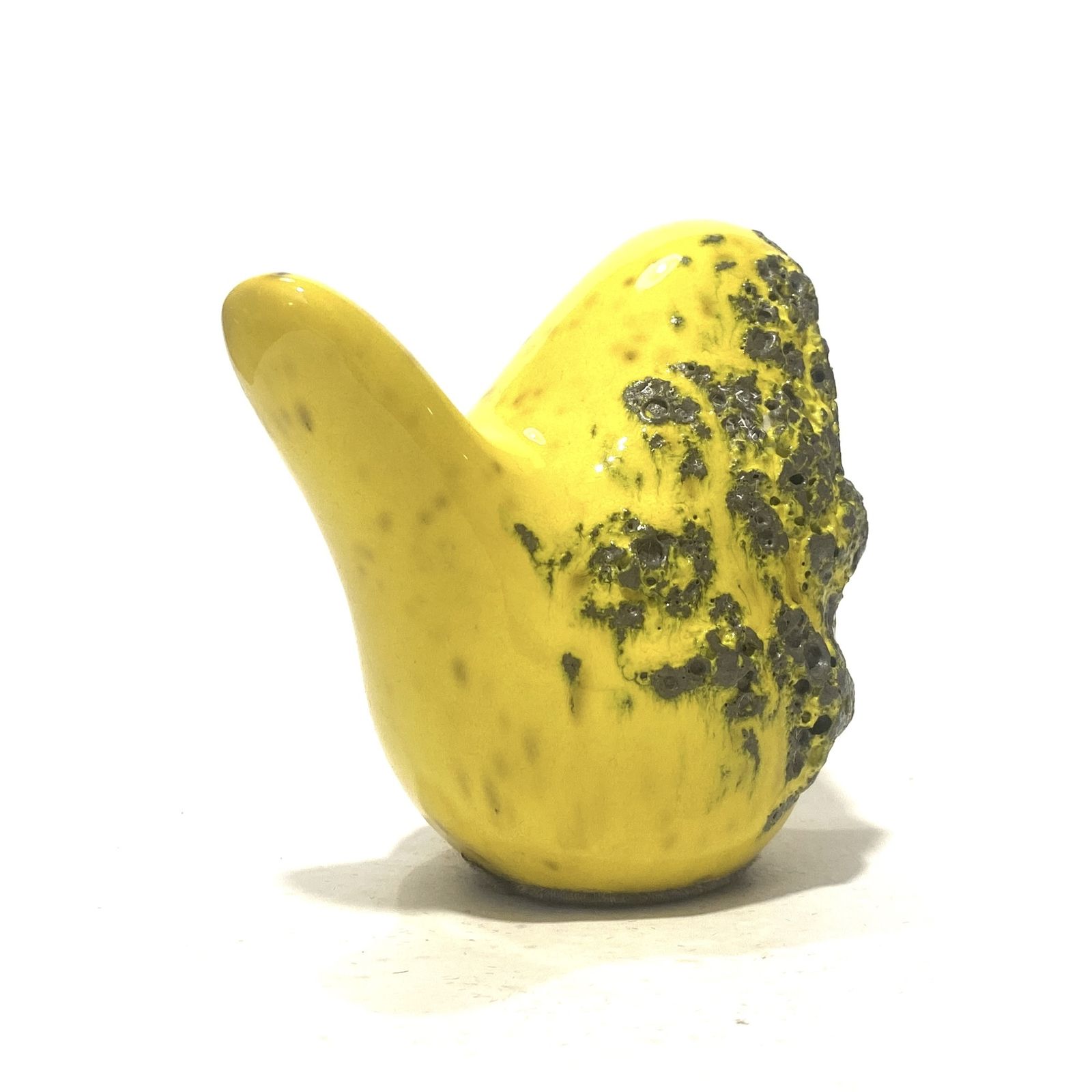 Otto Keramik Bird In Yellow Fat Lava Glaze, West German Pottery Style Ceramic Ornament photo for sale