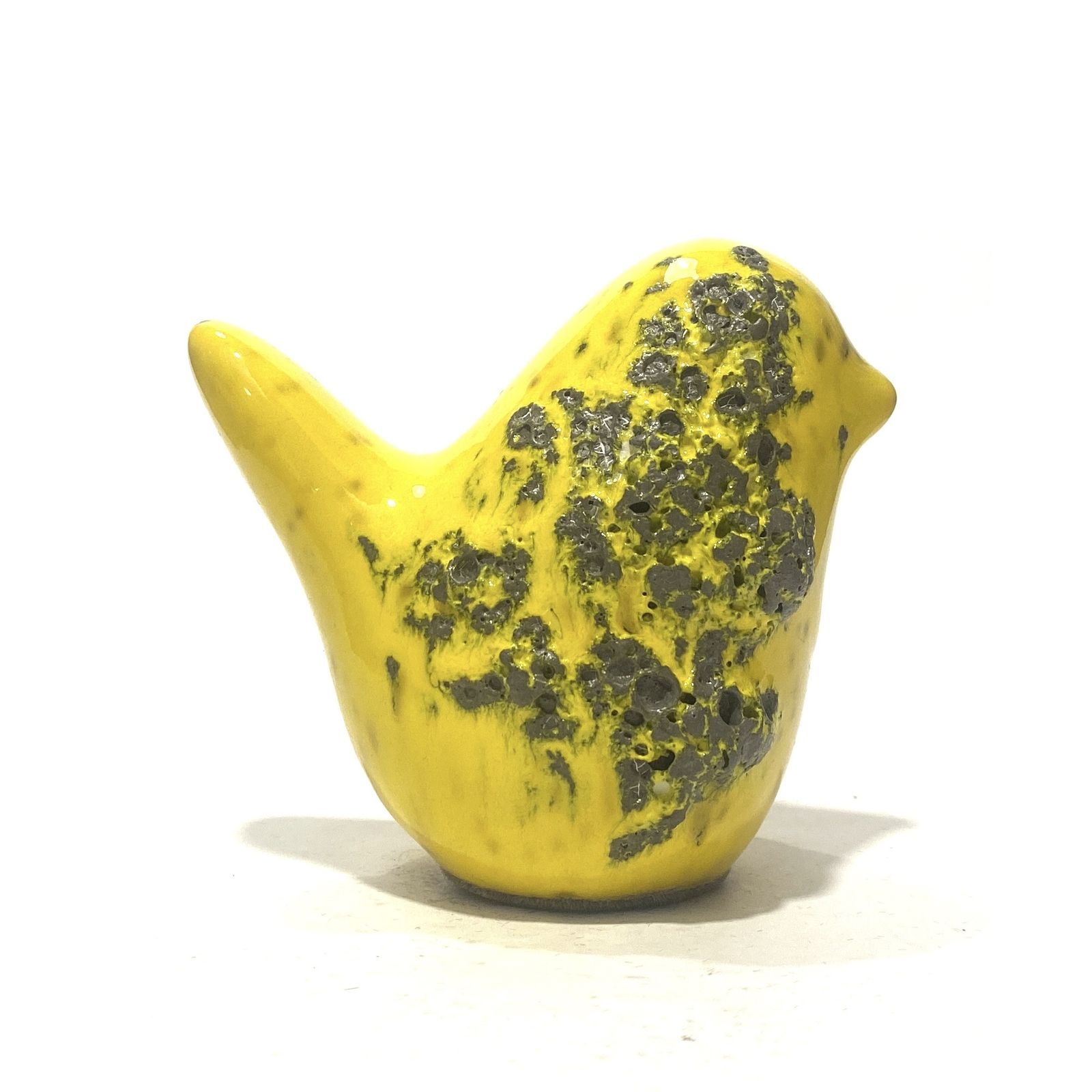 Otto Keramik Bird In Yellow Fat Lava Glaze, West German Pottery Style Ceramic Ornament photo Home Decor