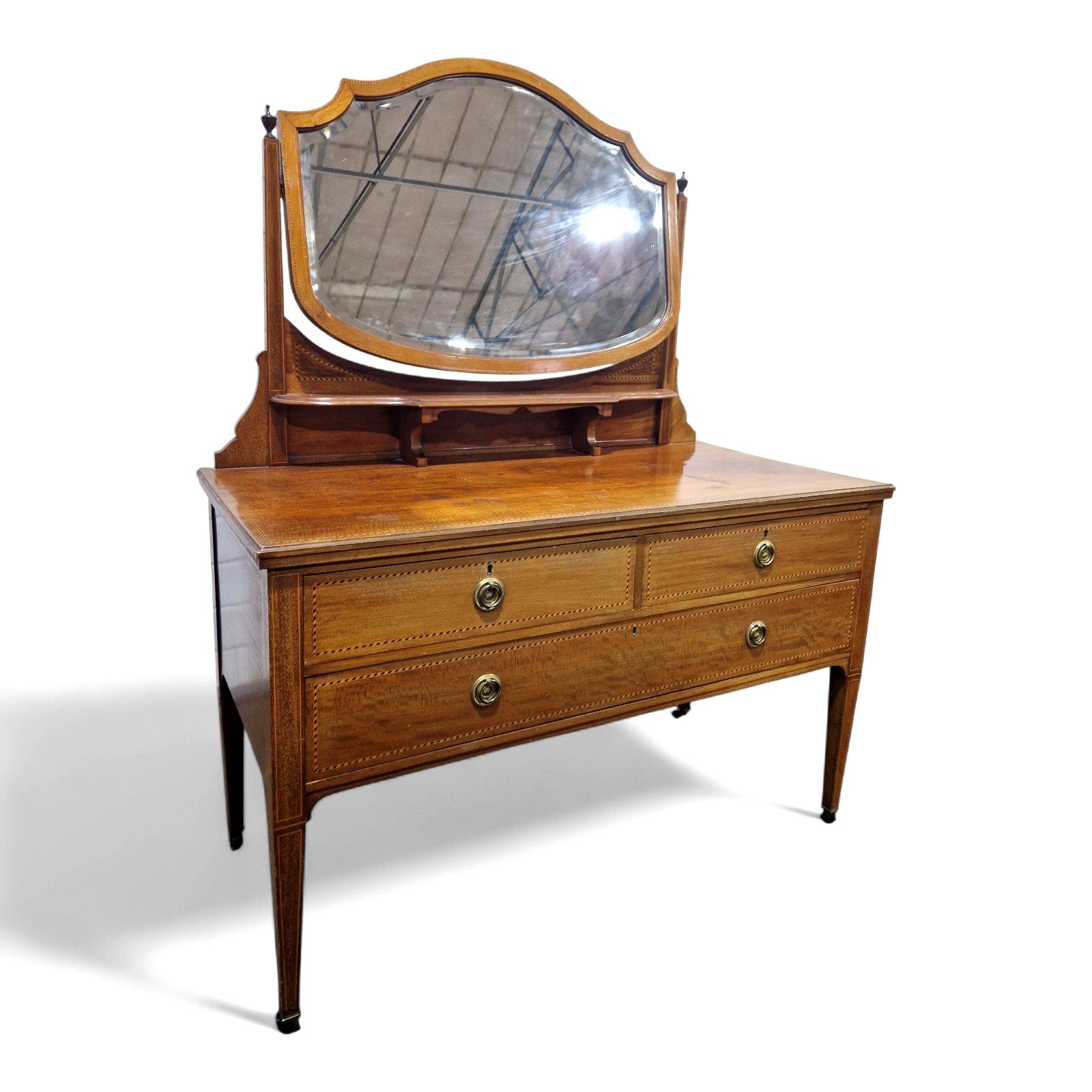 Antique Victorian Mahogany Vanity Dressing Table Shield Mirror Chest Of Drawers photo furniture
