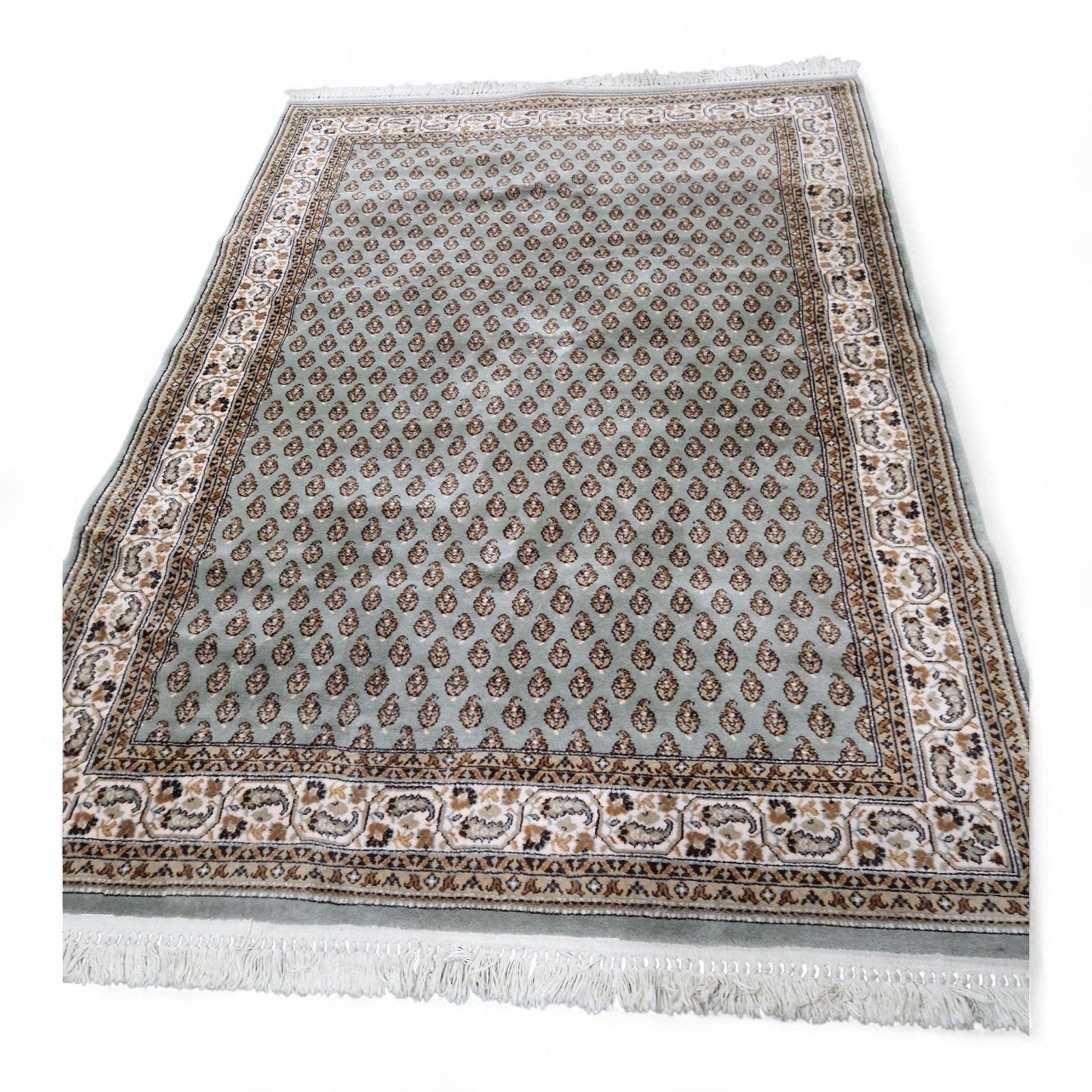 Textiles Large Vintage Erivan Style Rug Sage Green Traditional Bordered Carpet 257cm photo