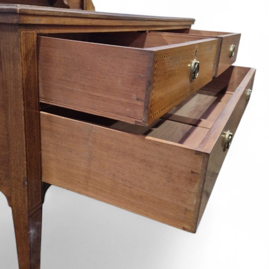 photo for sale Antique Victorian Mahogany Vanity Dressing Table Shield Mirror Chest Of Drawers