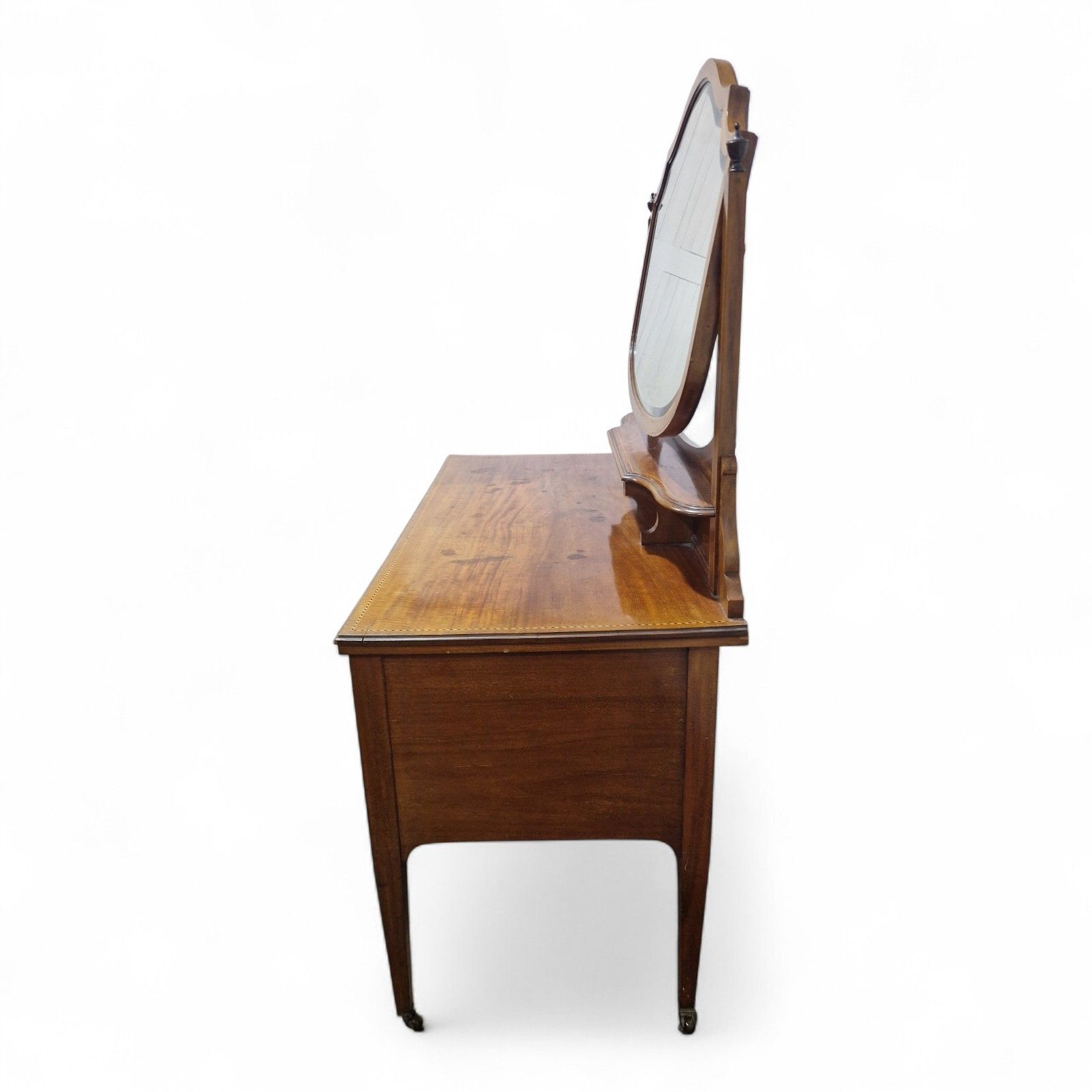 photo vintage Antique Victorian Mahogany Vanity Dressing Table Shield Mirror Chest Of Drawers