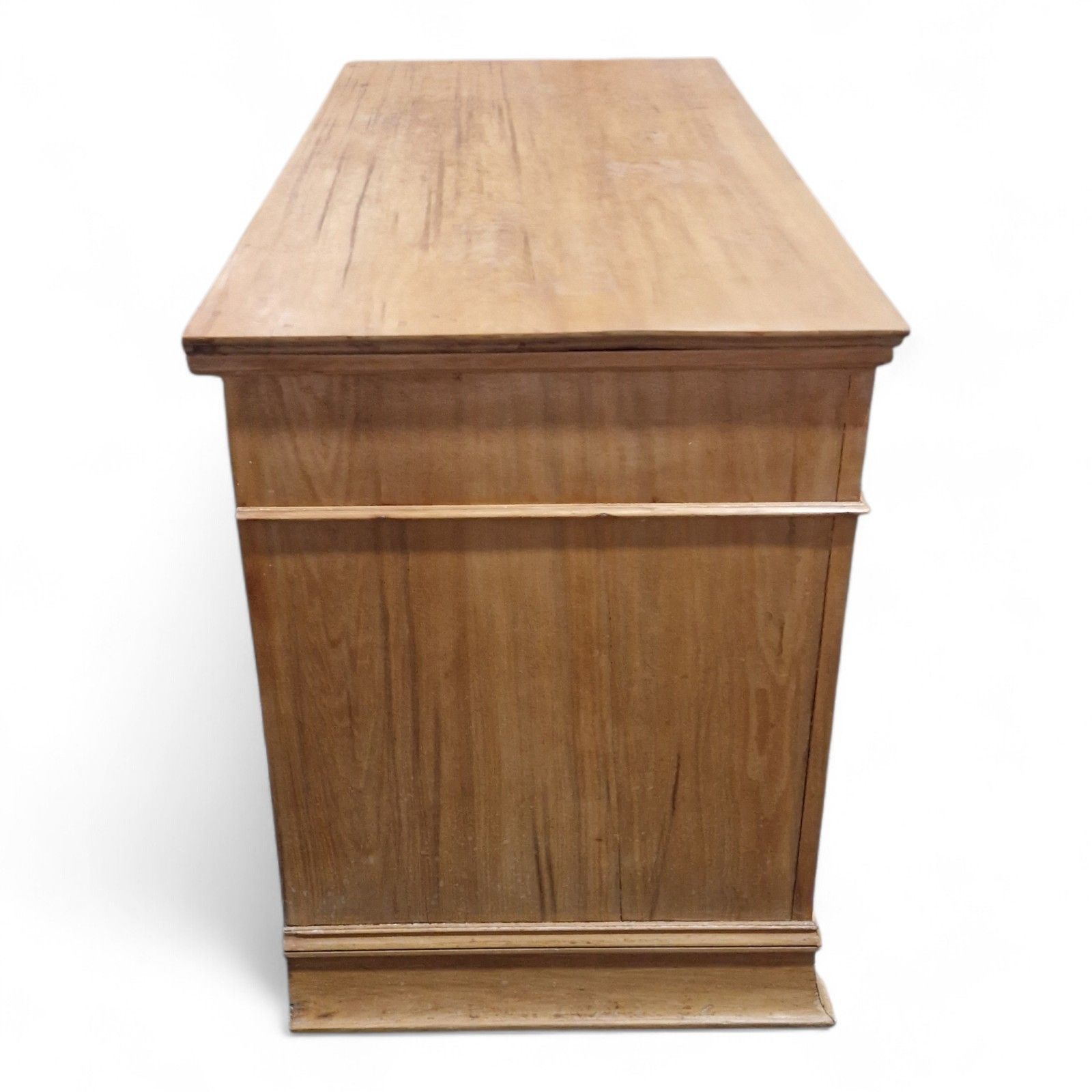 photo for sale Victorian Satinwood Pedestal Desk Antique 9 Drawer Kneehole Writing Table