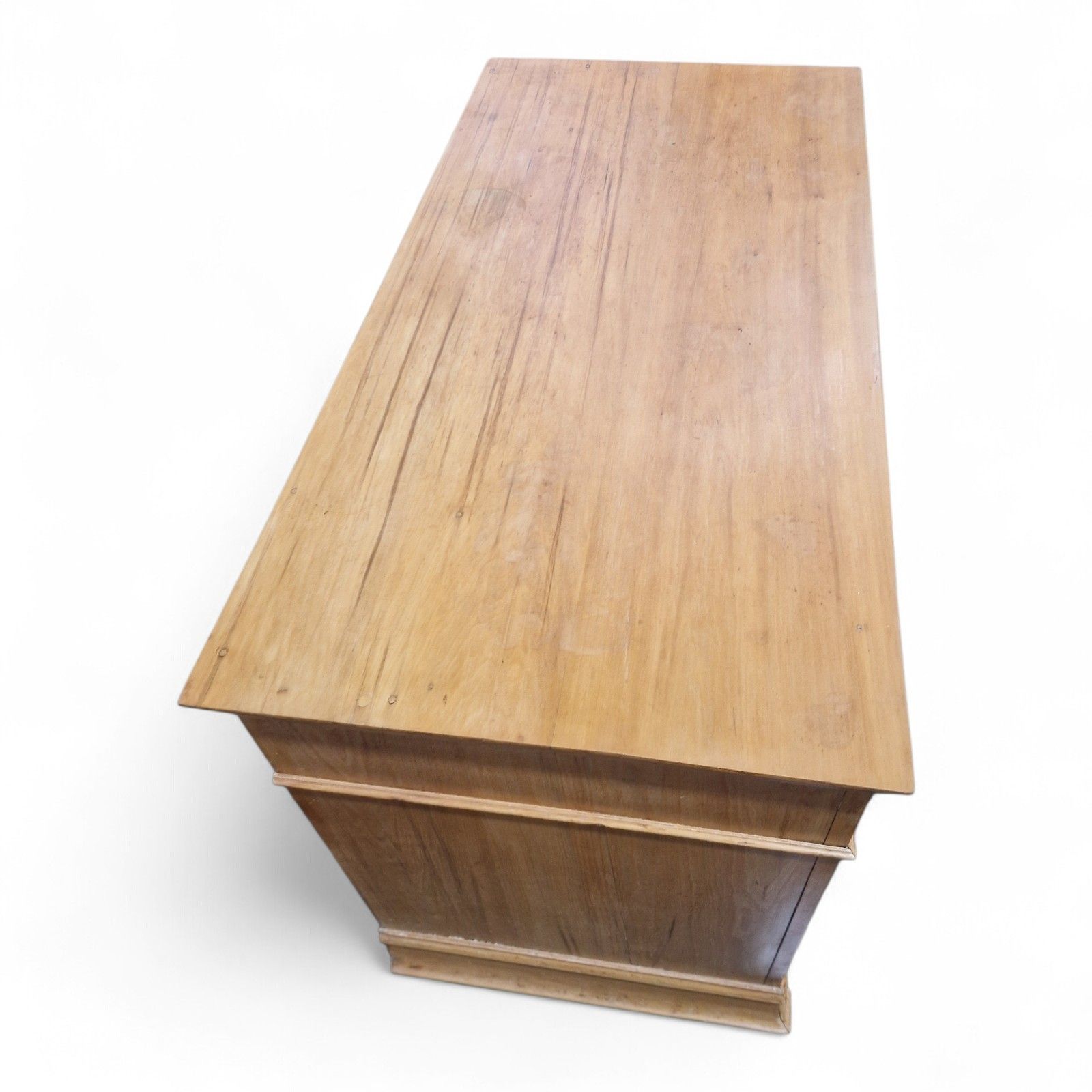 photo vinterior Victorian Satinwood Pedestal Desk Antique 9 Drawer Kneehole Writing Table