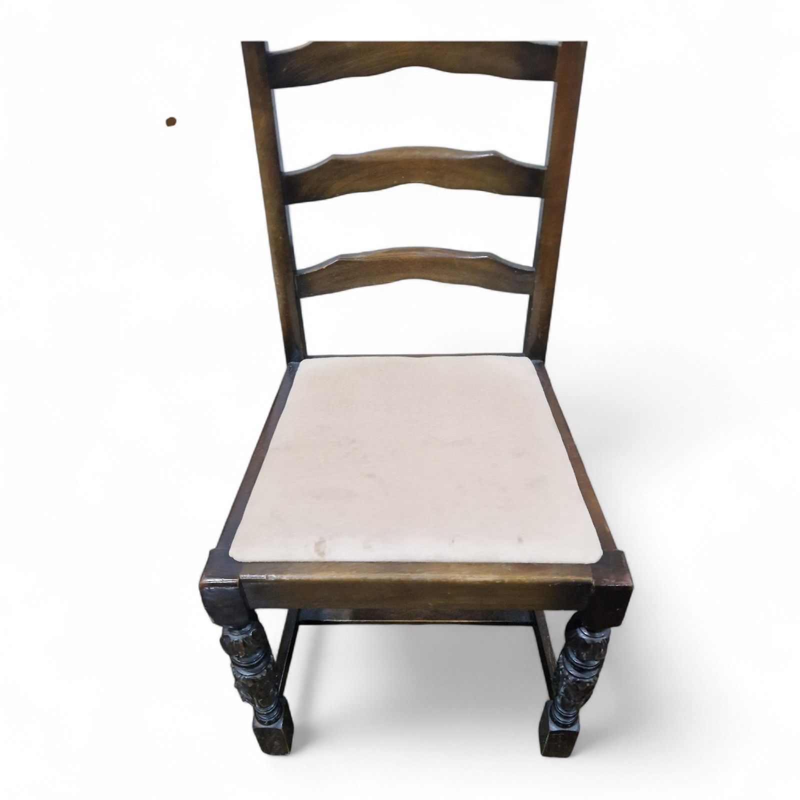 photo vinterior Set 4 Oak Farmhouse Dining Chairs Ladder Back Rustic Country Kitchen Chairs