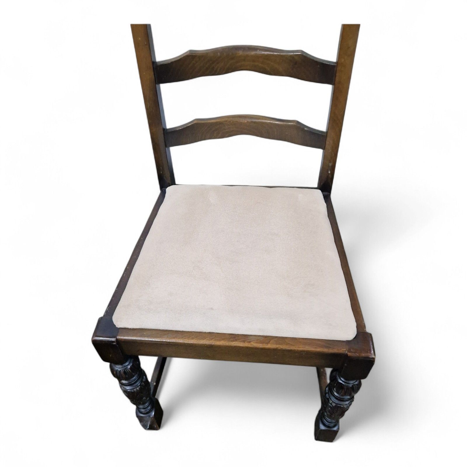 photo buy Set 4 Oak Farmhouse Dining Chairs Ladder Back Rustic Country Kitchen Chairs