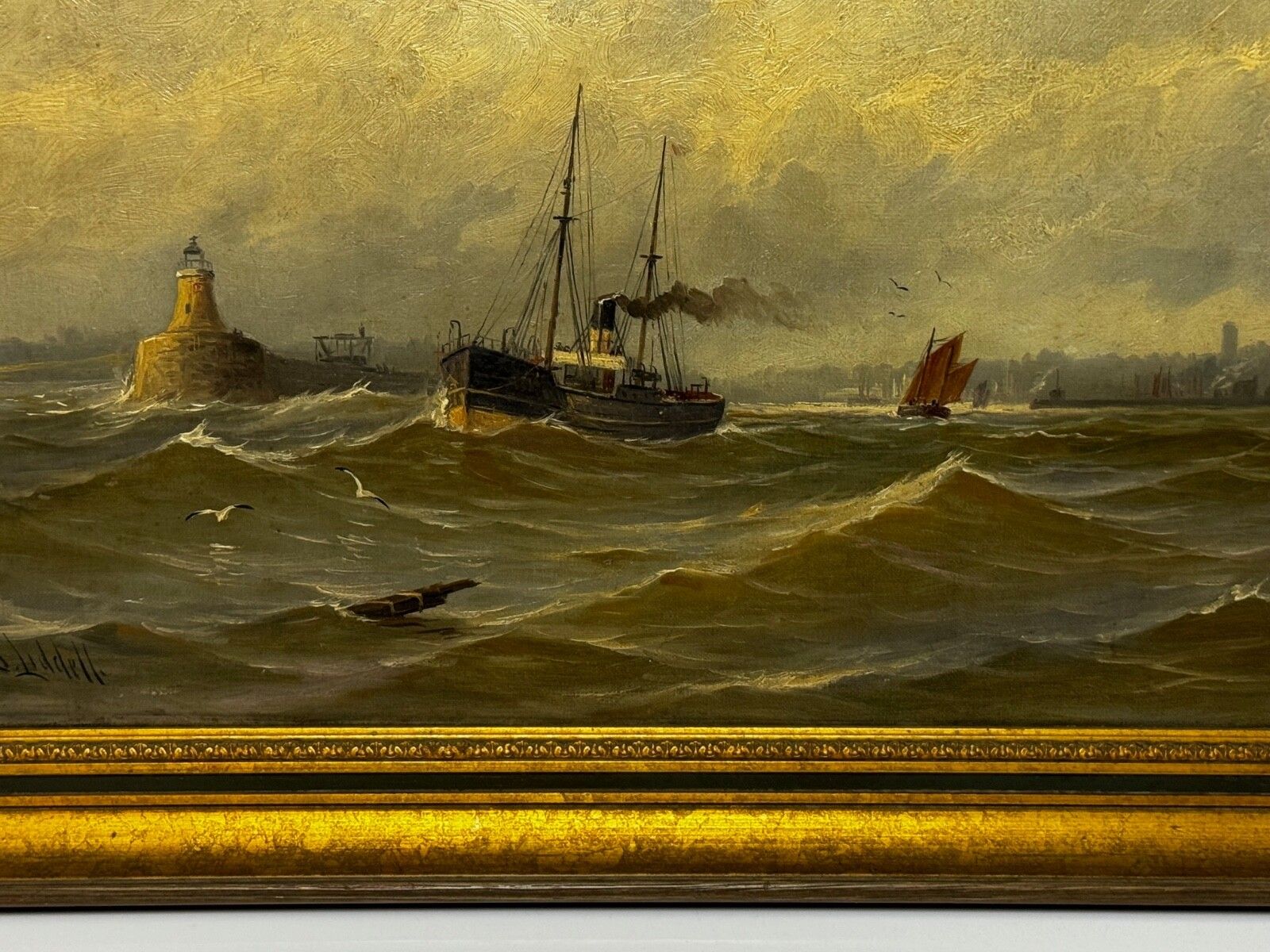 19th Century Marine Oil Painting Leaving The Tyne Signed By  John Davison Liddell C1890 photo 2150.0
