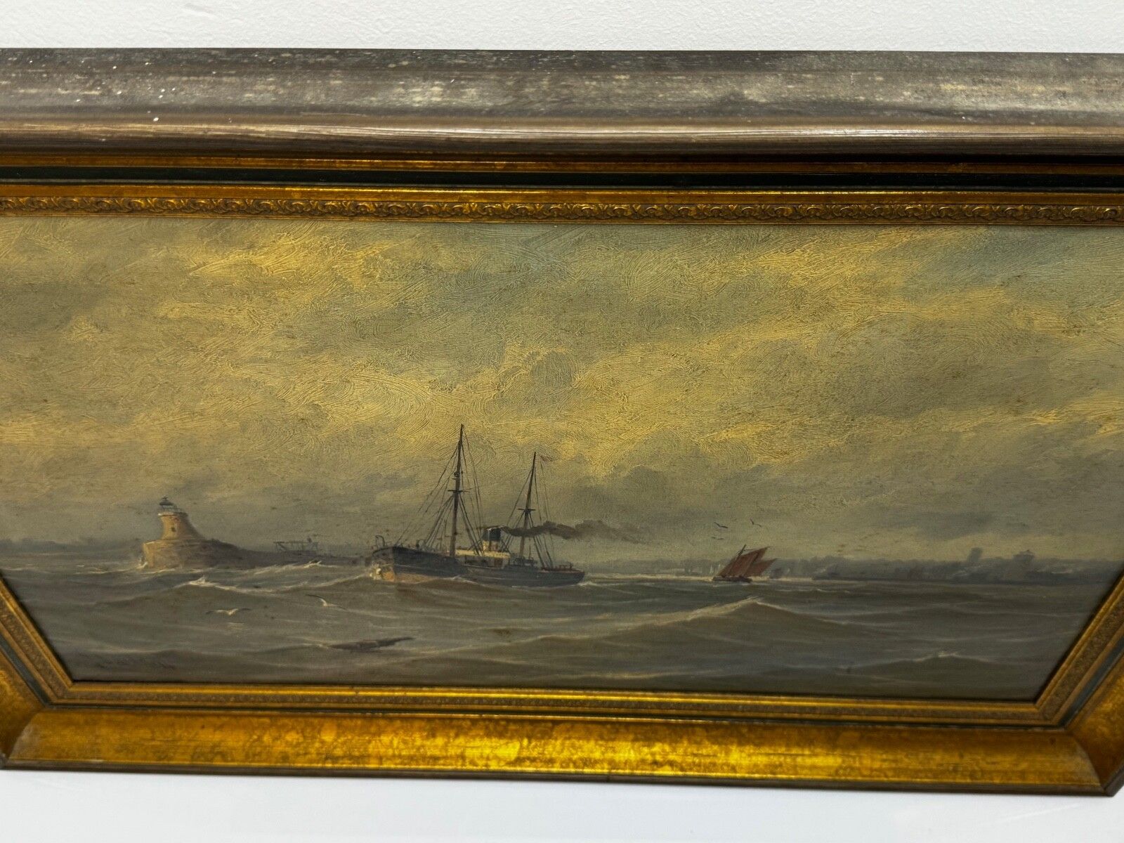 19th Century Marine Oil Painting Leaving The Tyne Signed By  John Davison Liddell C1890 photo vinterior