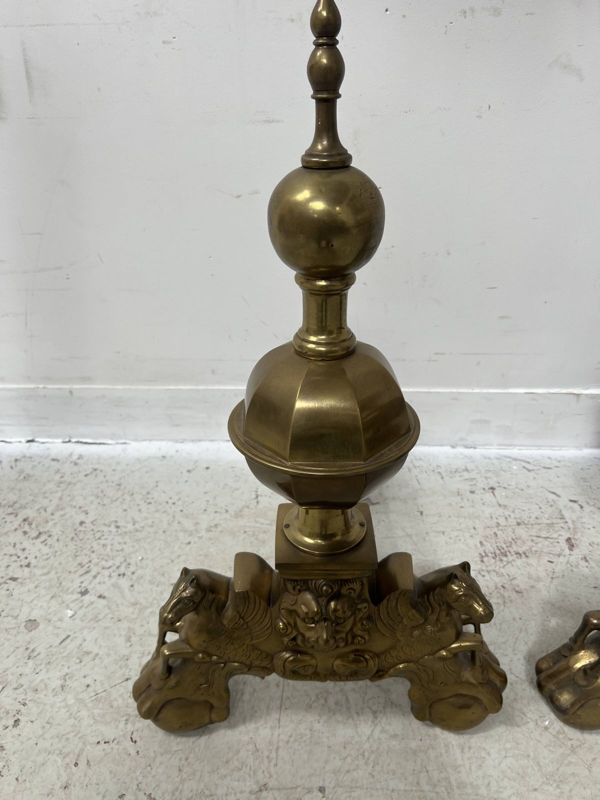 Important Pair Of 20th Century Brass Log Andirons photo 1491.0