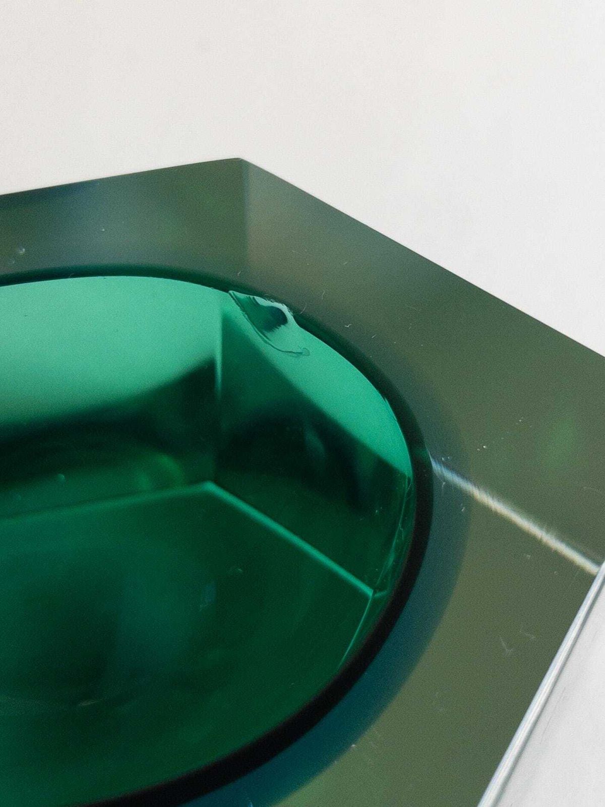 photo vinterior Murano Sommerso Hexagon Bowl   Italian Blue And Green Faceted Block Art Glass