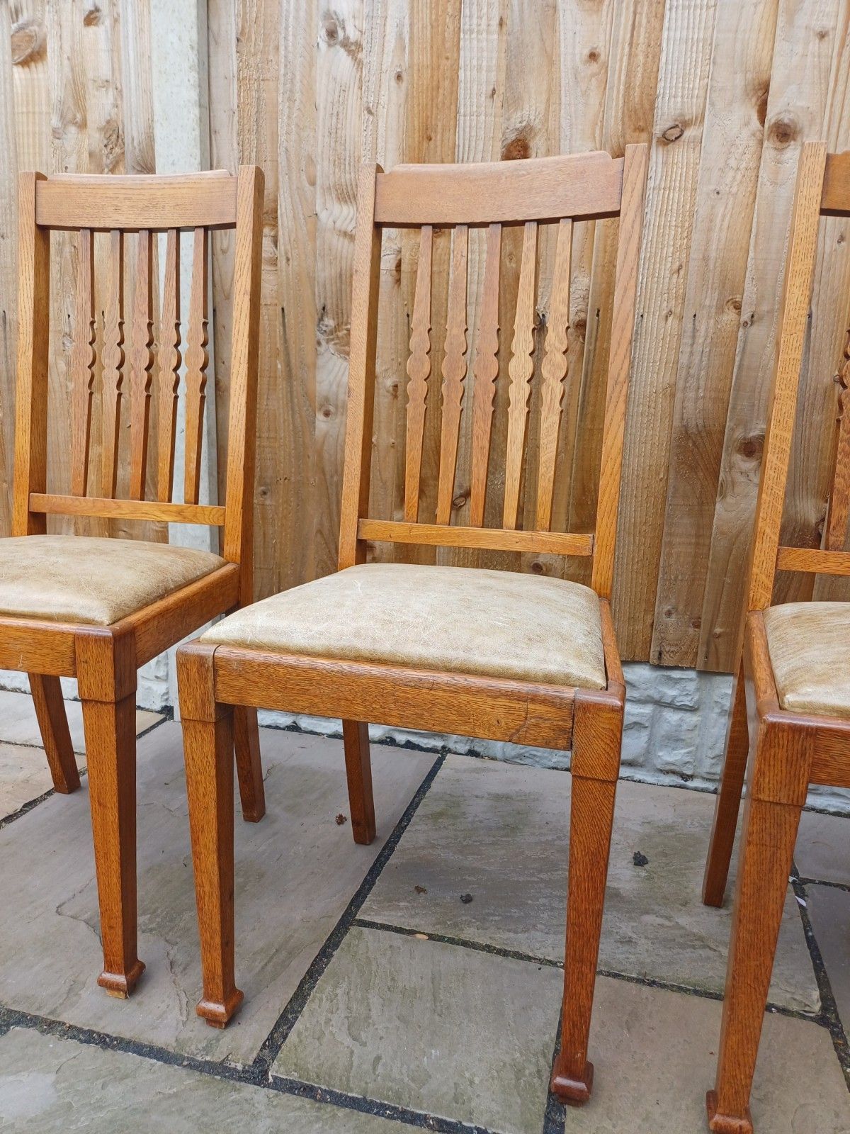 Shapland And Petter Oak Dining Chairs X 6 Arts And Crafts Period Stamped photo vintage