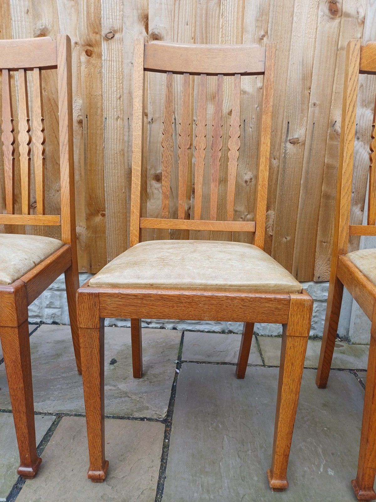 photo furniture Shapland And Petter Oak Dining Chairs X 6 Arts And Crafts Period Stamped