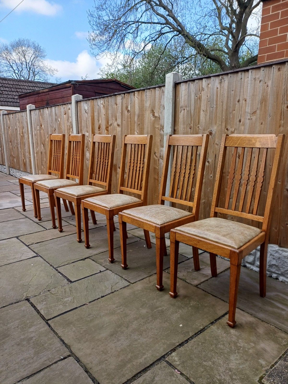 photo vinterior Shapland And Petter Oak Dining Chairs X 6 Arts And Crafts Period Stamped