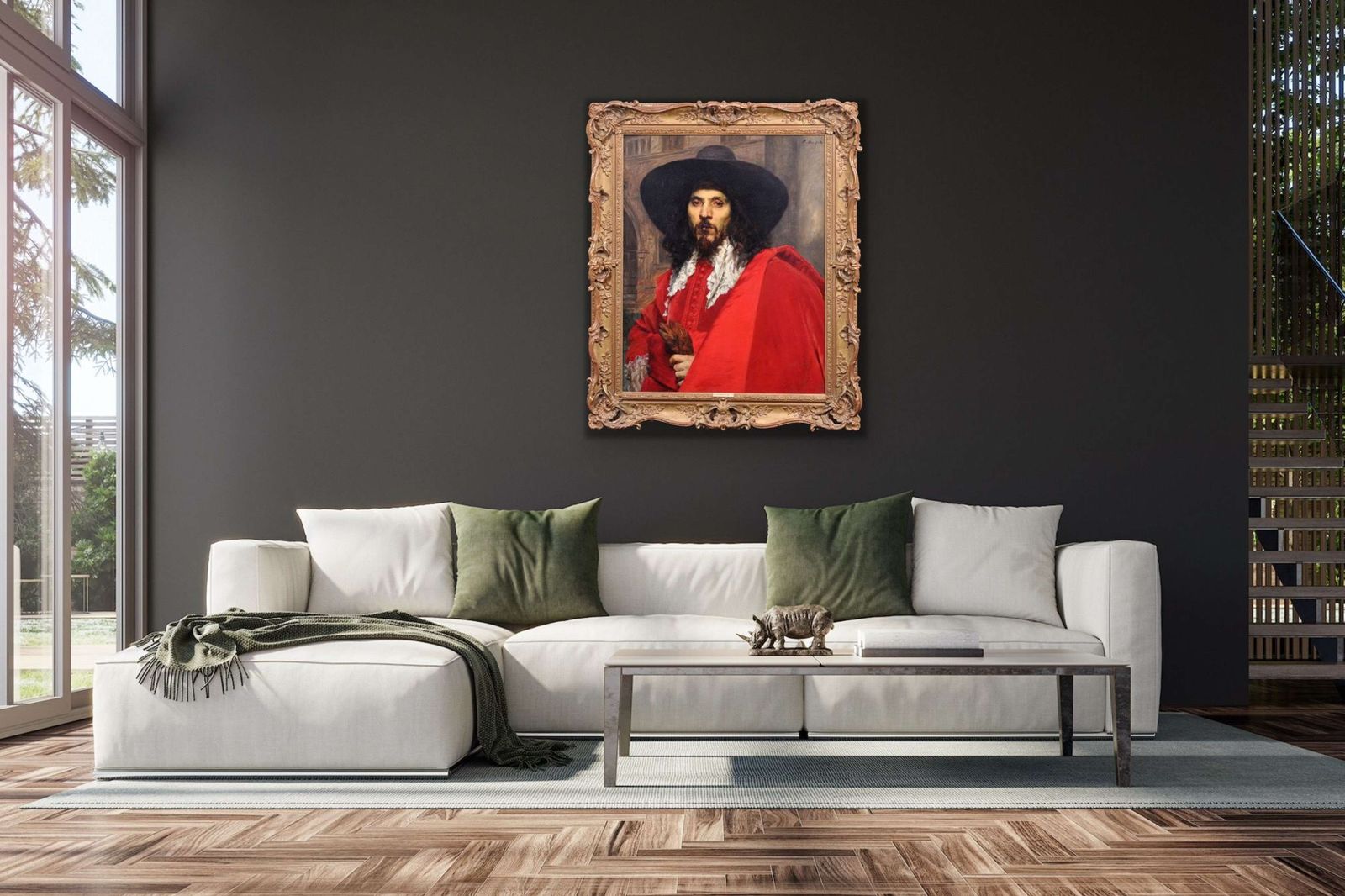 19895.0 Ferdinand Victor Leon Roybet 1840 tot 1920. Frans. Le Mousquetaire. De Musketier. Ingelijst cavalierportret, olieverfschilderij, ca. 1880. photo