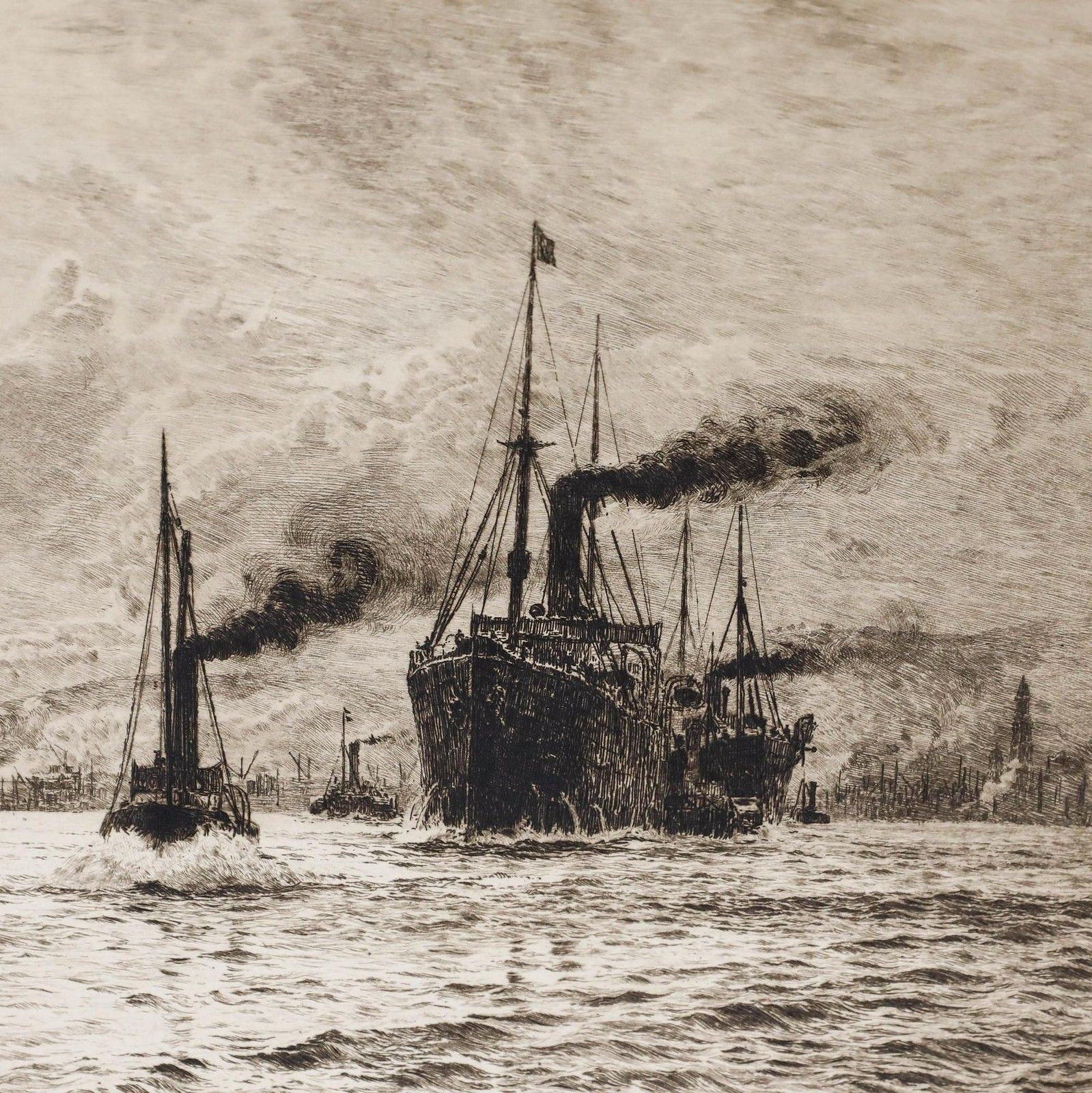 William Lionel Wyllie (1851 1931) 1913 Etching, Dumbarton Rock photo for sale