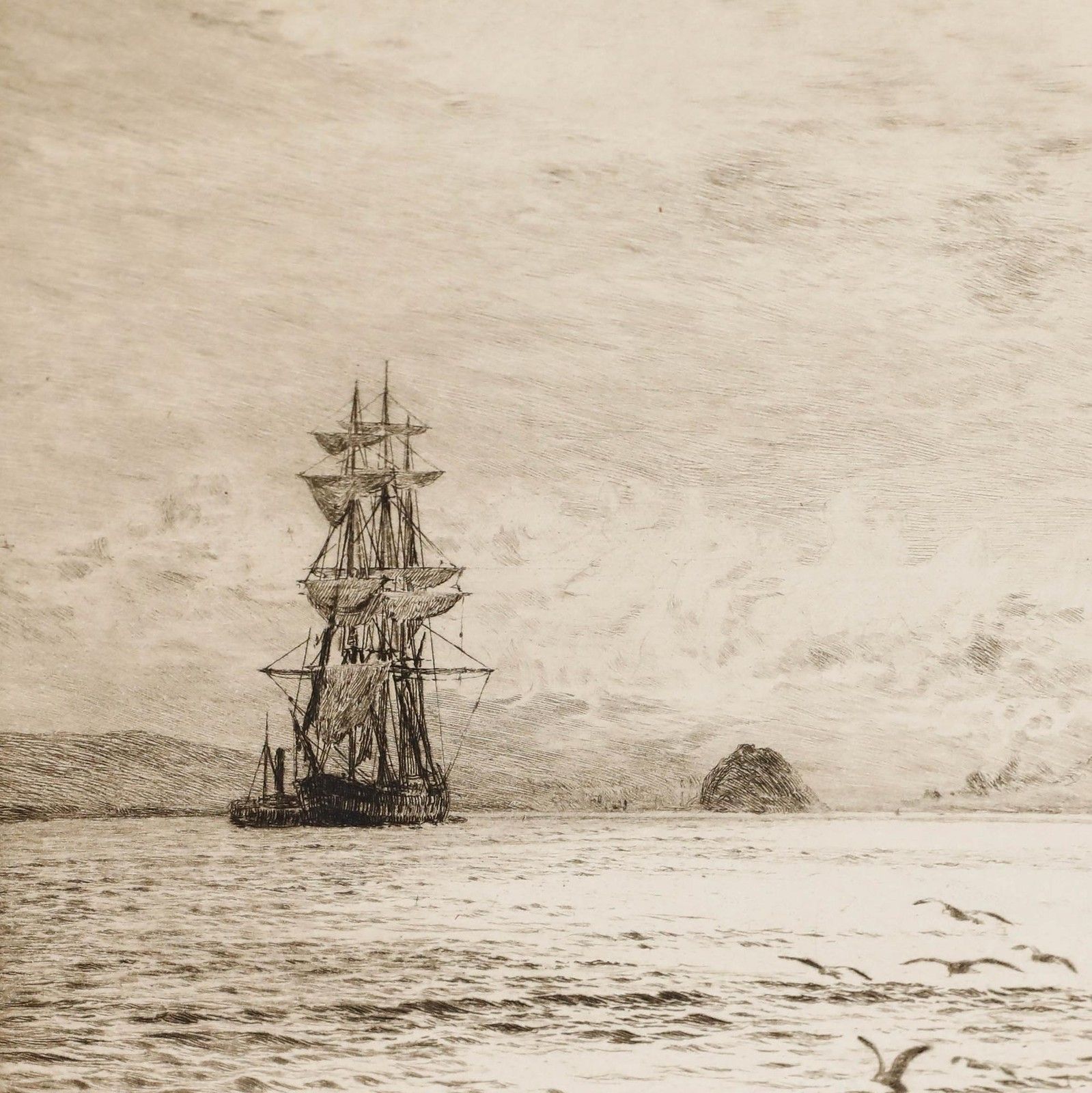 William Lionel Wyllie (1851 1931) 1913 Etching, Dumbarton Rock photo Art