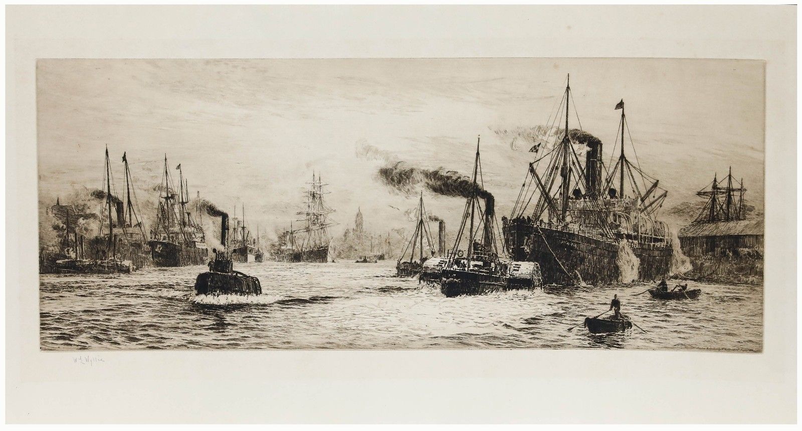 William Lionel Wyllie (1851 1931) 1913 Etching, On The Clyde At Govan