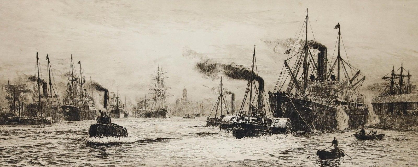 William Lionel Wyllie (1851 1931) 1913 Etching, On The Clyde At Govan photo furniture