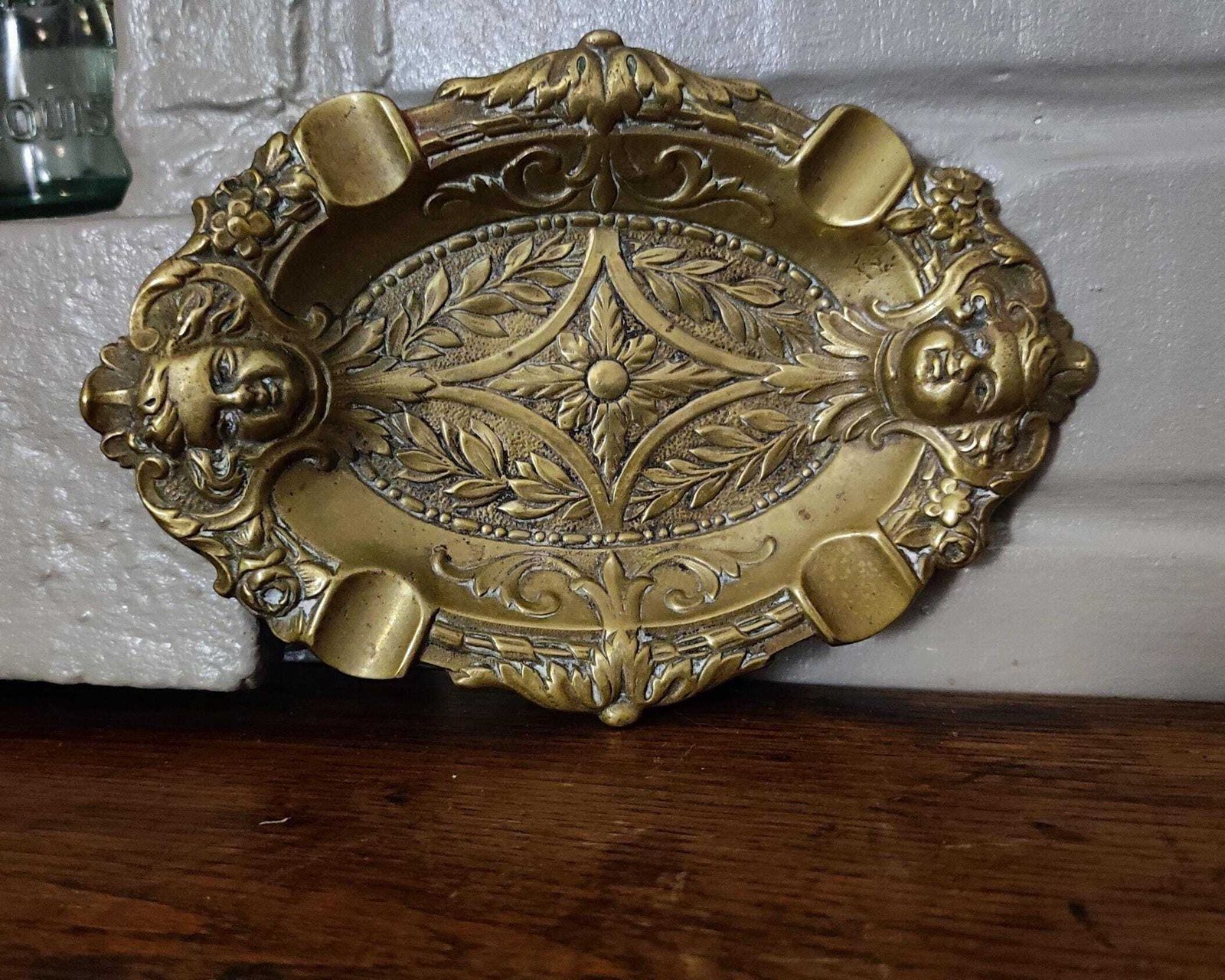 Antique French Bronze Ashtray With Cherubs