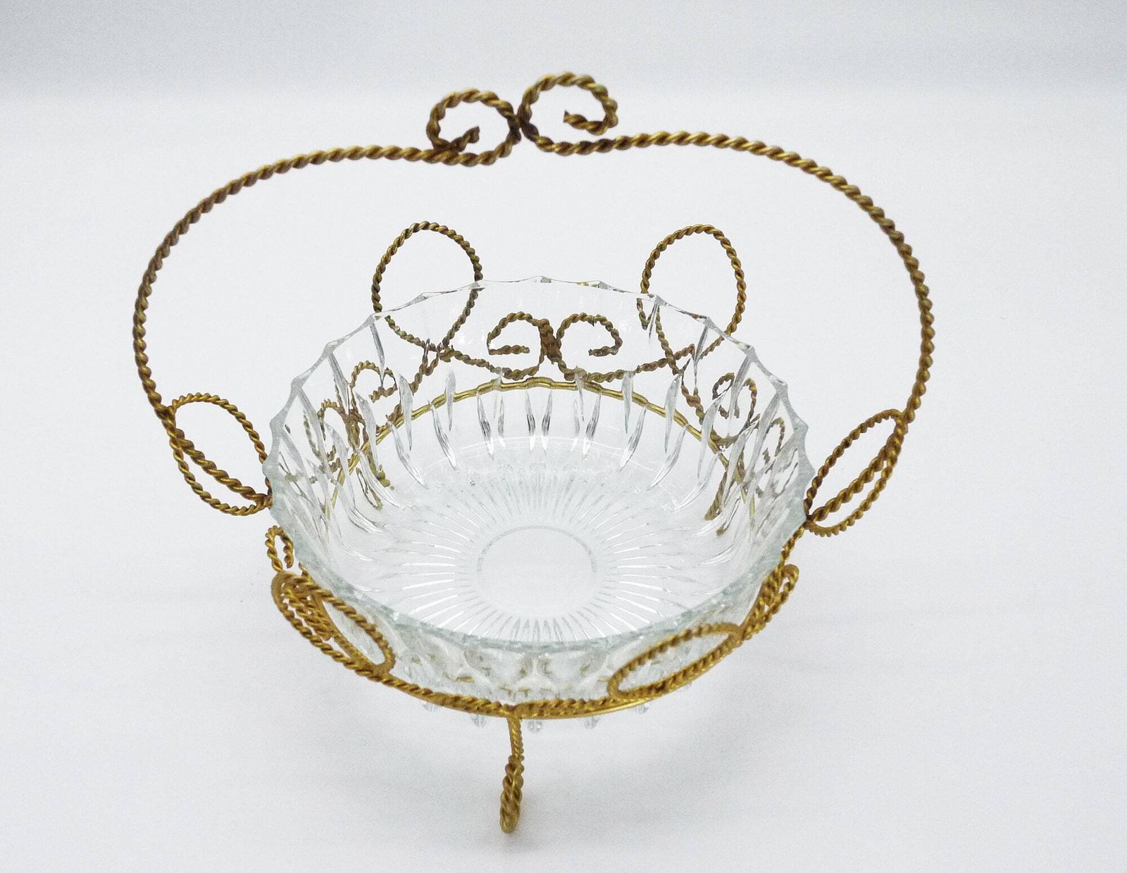 Vintage Franse Ormolu glazen schaal, mand, tafelstuk photo 152.0