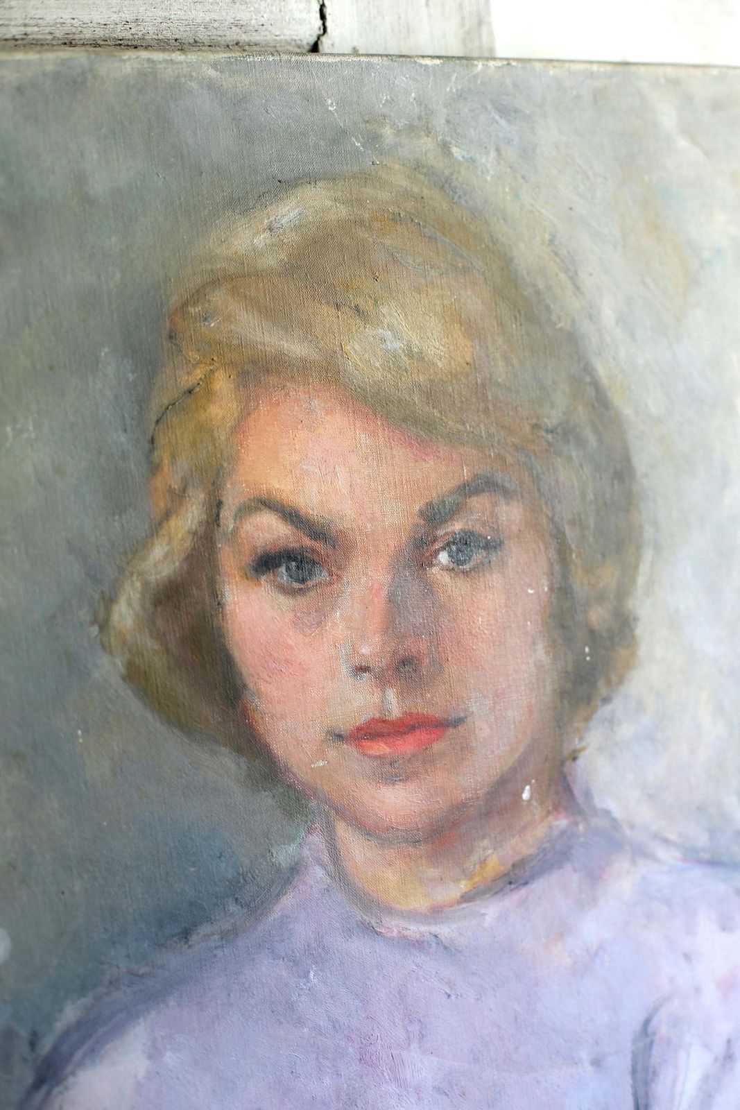 Vintage Portrait Oil Painting Of A Woman Mid Century Art photo Art