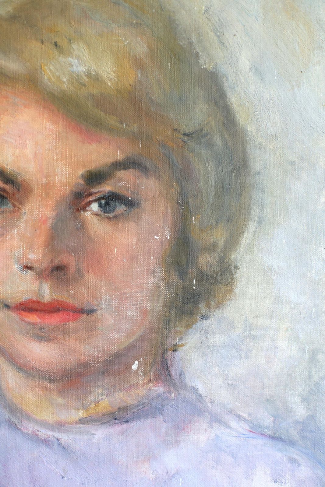photo furniture Vintage Portrait Oil Painting Of A Woman Mid Century Art