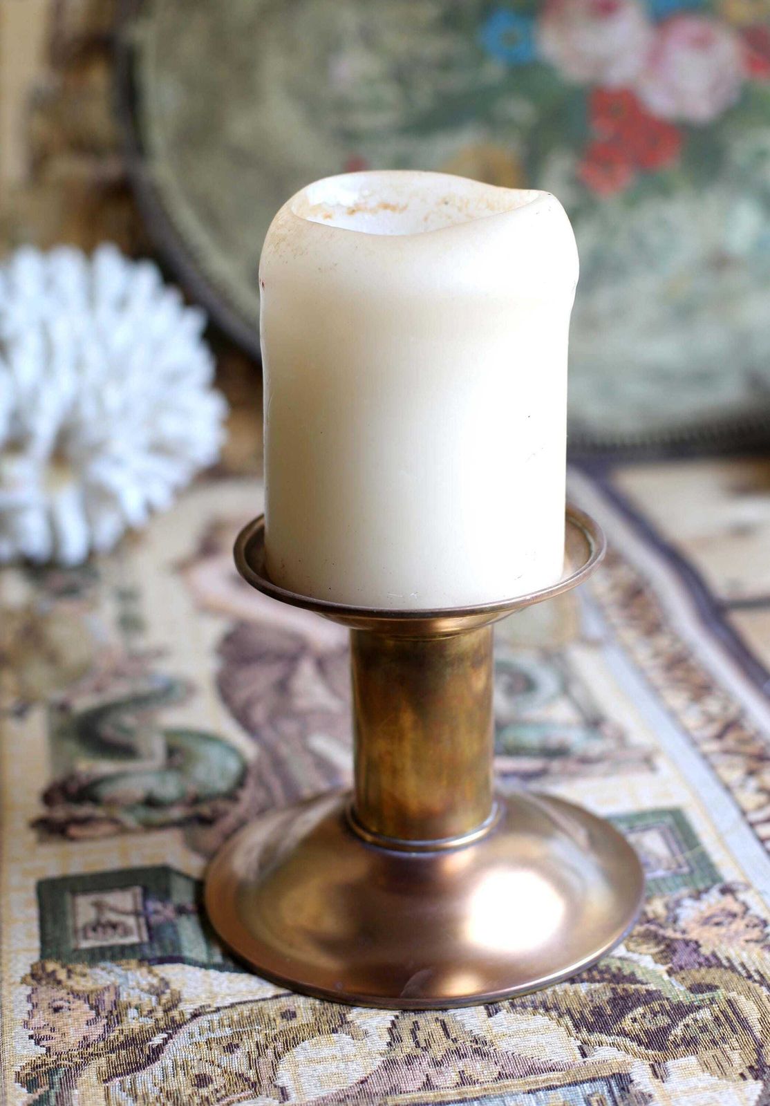 Antique French Brass Church Alter Chuncky Candlestick Candleholder photo furniture