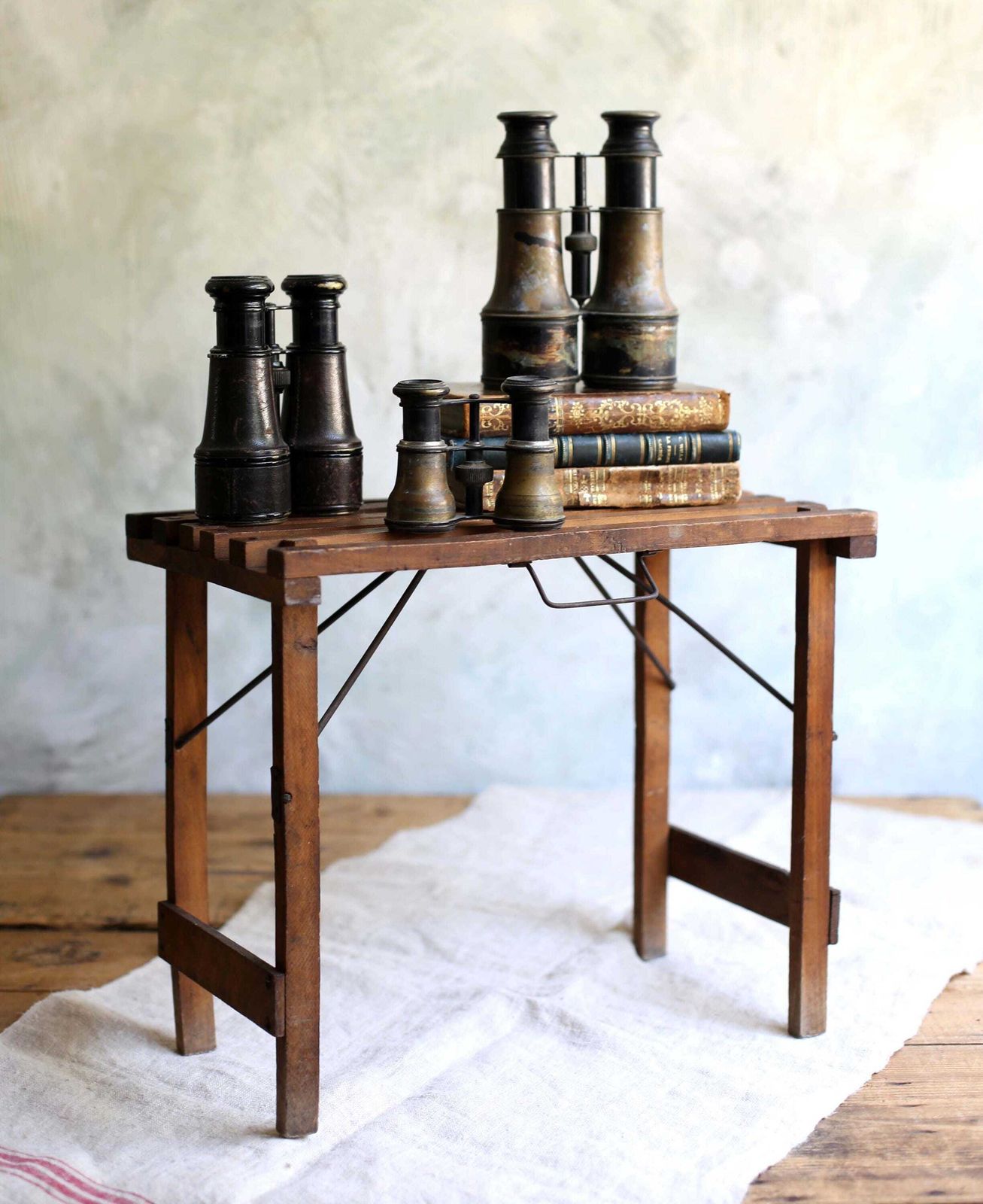 Collection Of Wwi Antique French Binoculars Old Military Brass 3 Pairs Of Field Glasses