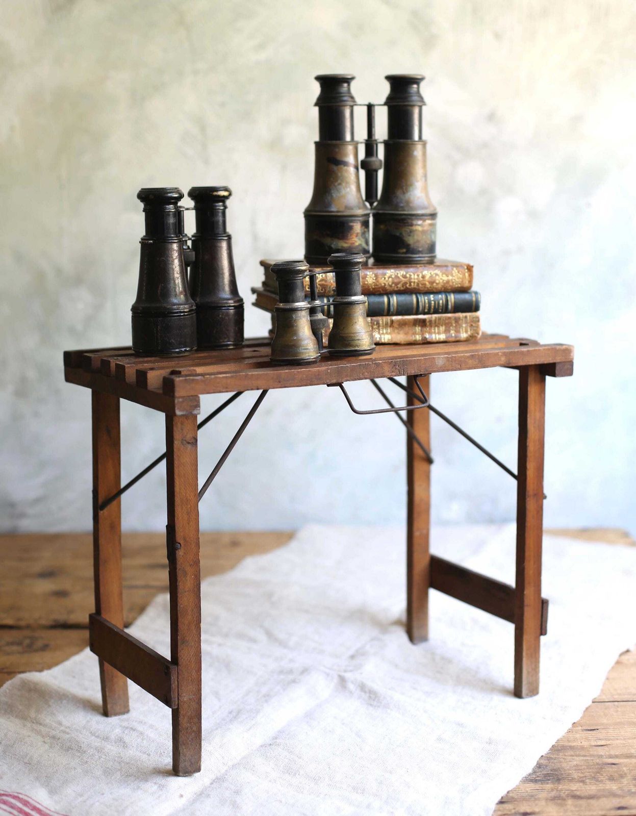 Collection Of Wwi Antique French Binoculars Old Military Brass 3 Pairs Of Field Glasses photo for sale