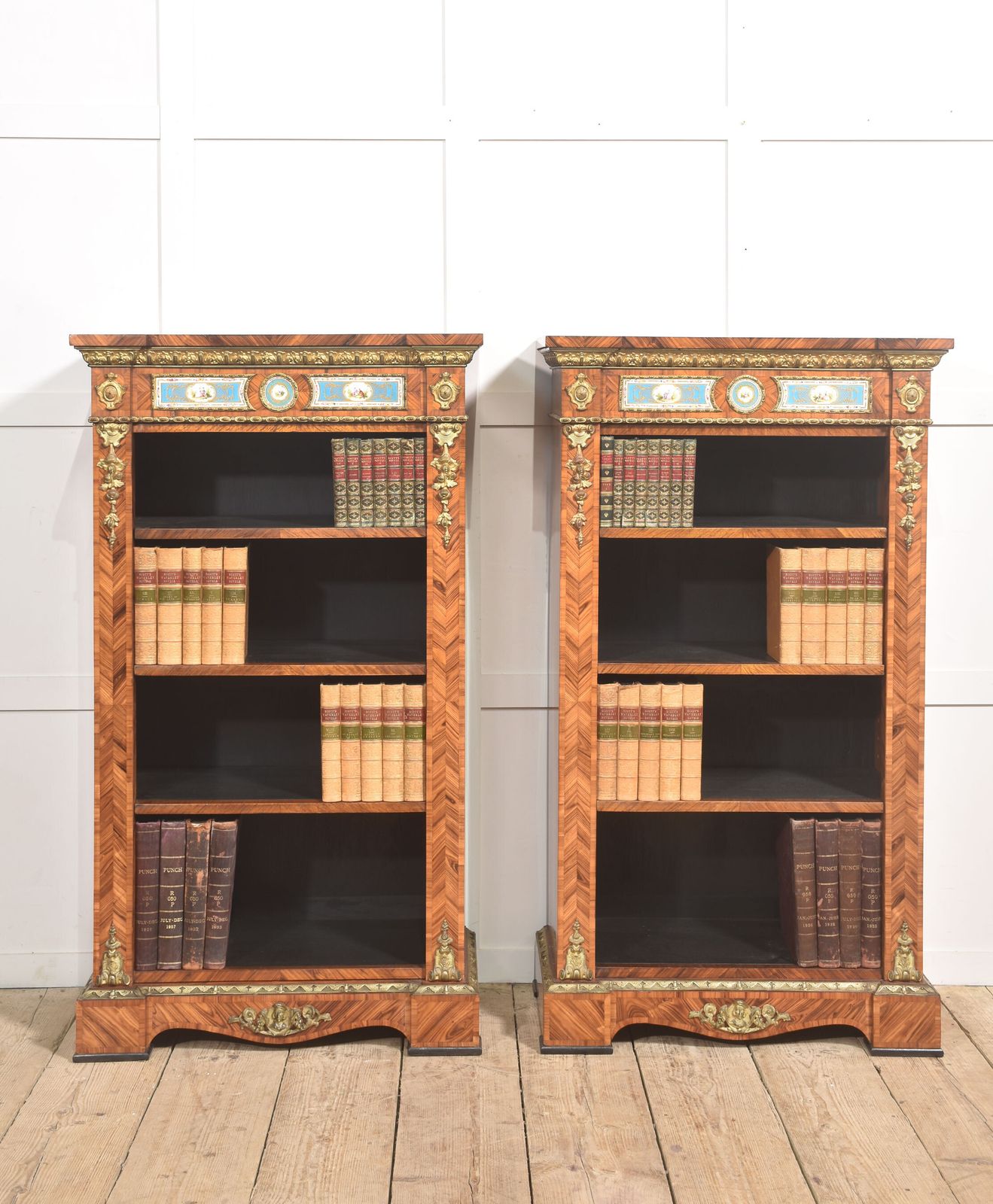 Pair Of Exceptional Kingwood And Tulipwood Open Bookcases