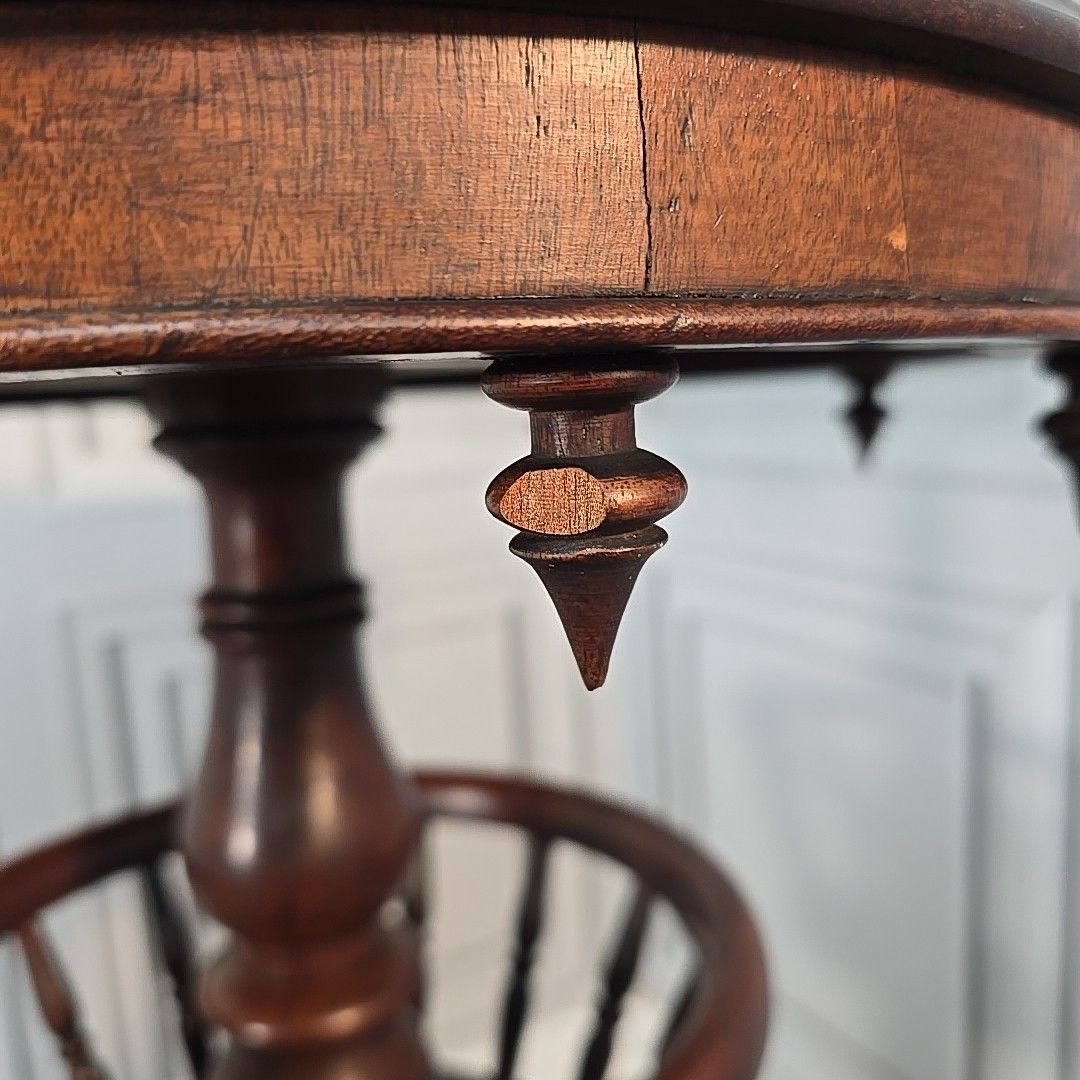 Antique Victorian Occasional Table Round Torchere Plant Stand Wine Lamp Wooden photo buy