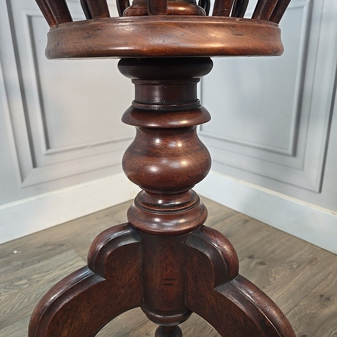 Furniture Antique Victorian Occasional Table Round Torchere Plant Stand Wine Lamp Wooden photo