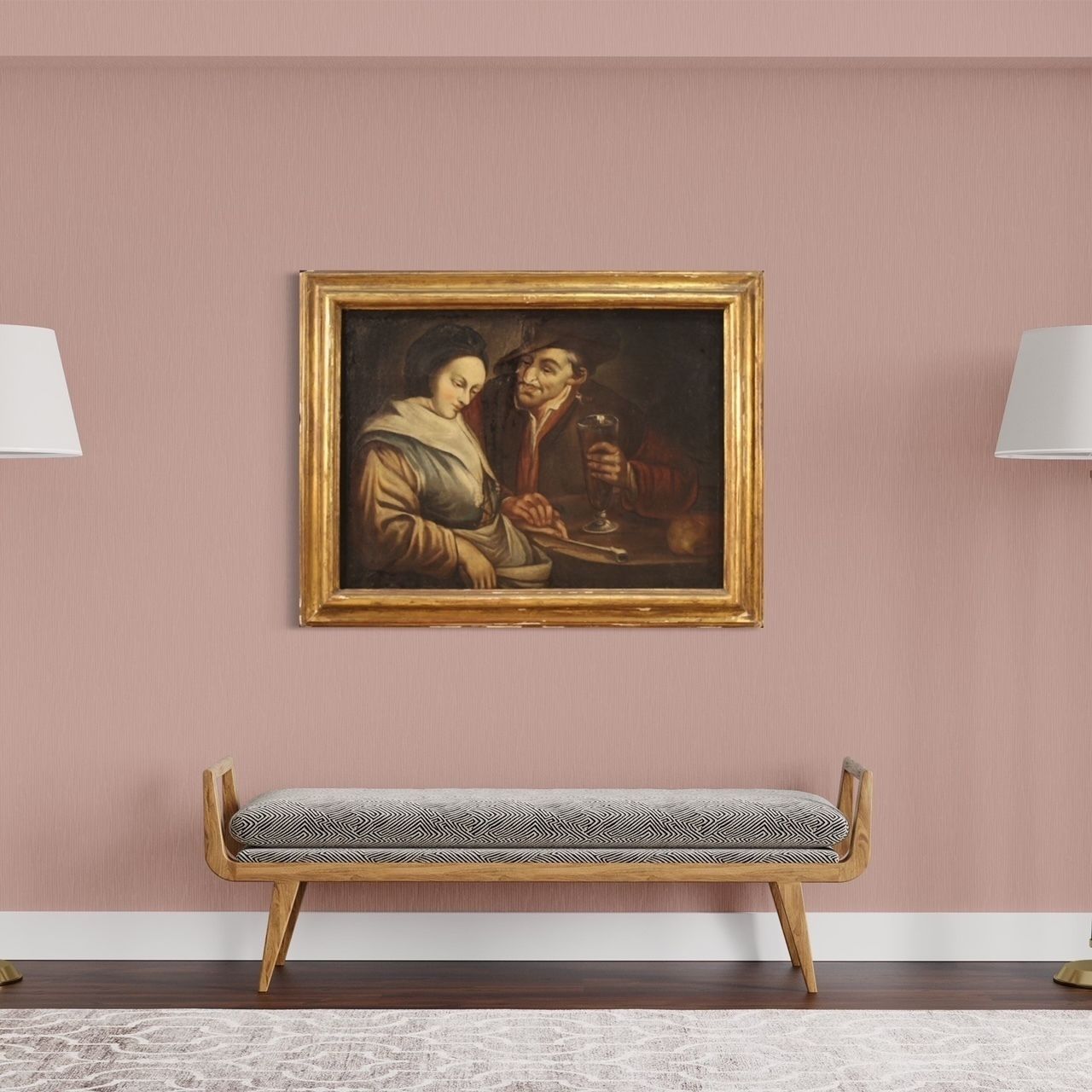 photo vinterior Antiek olieverfschilderij op doek, 18e eeuw